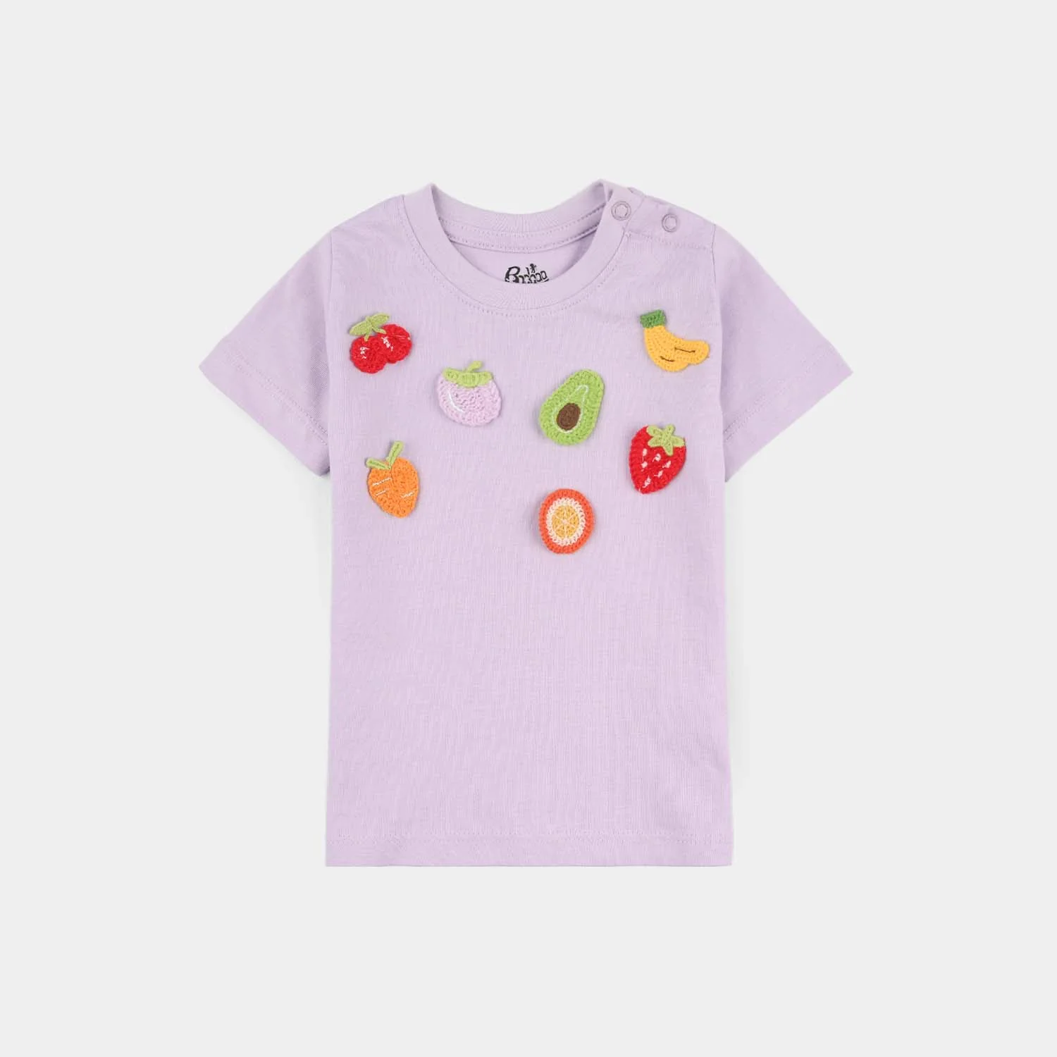 Infant Girls Jersey Terry T-Shirt Half Sleeves (Fruits) - Pastel Lilac - Image 2
