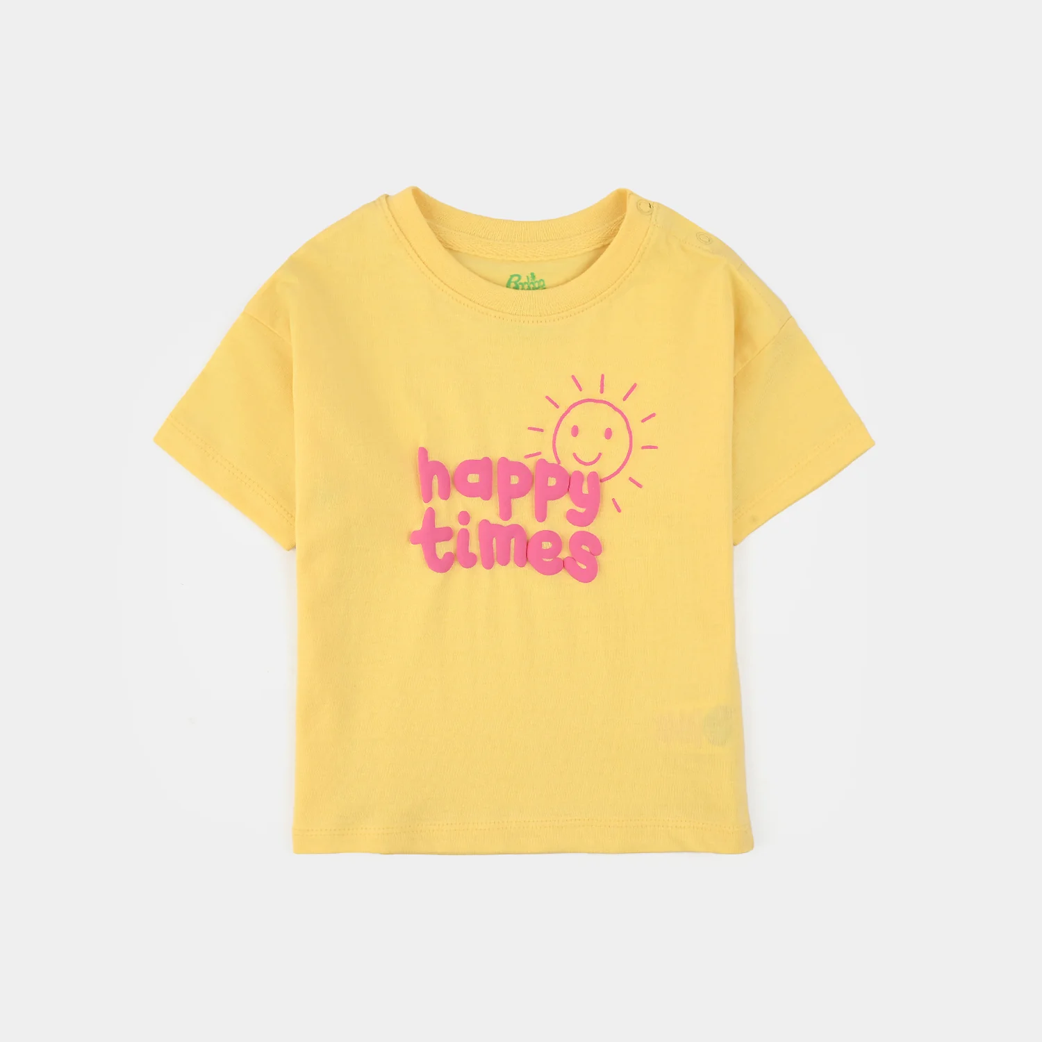 Infant Girls Jersey/Terry T-Shirt (Happy Time) - Yellow - Image 2