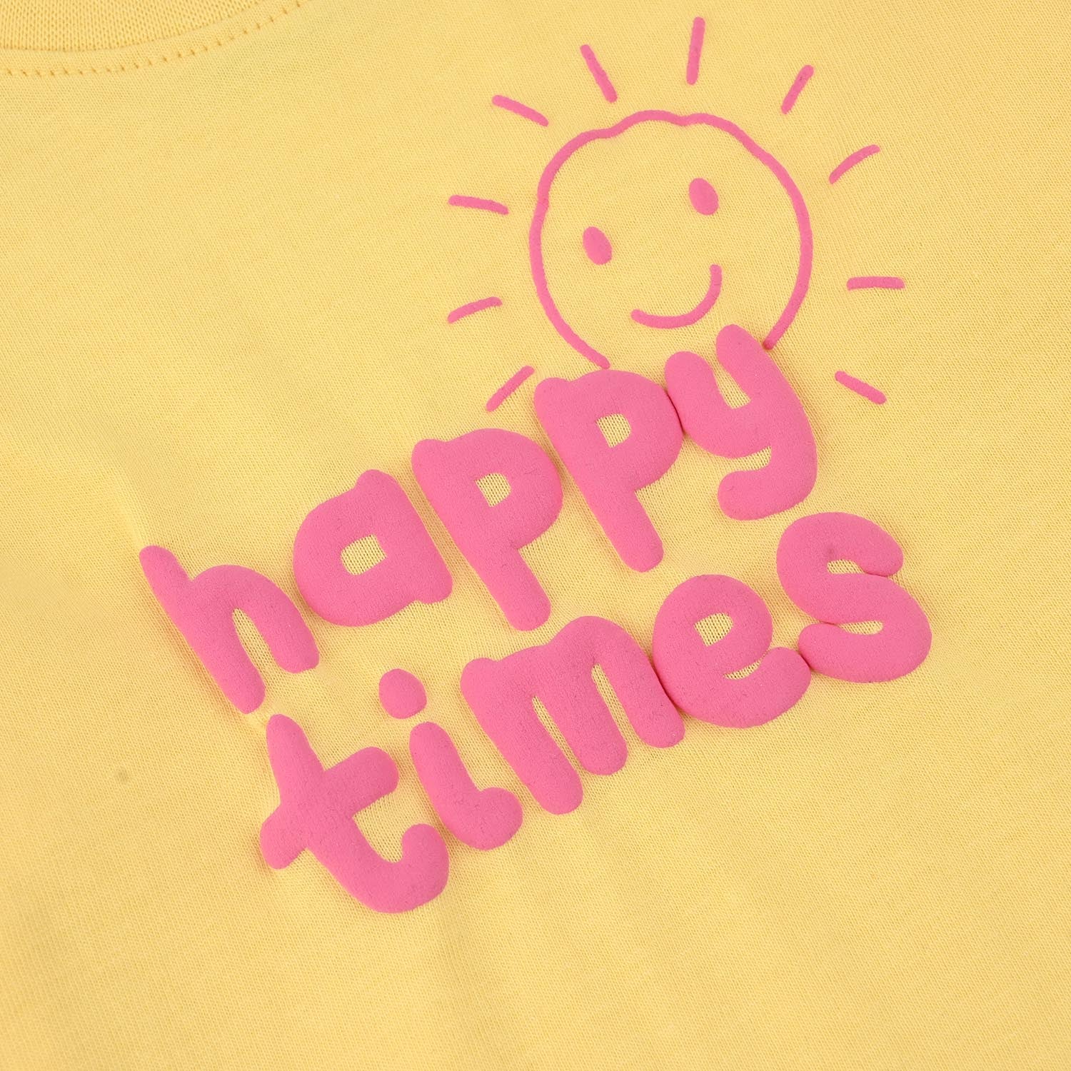 Infant Girls Jersey/Terry T-Shirt (Happy Time) - Yellow - Image 3
