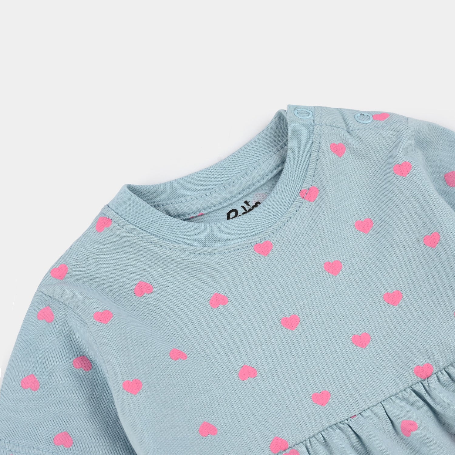 Infant Girls Jersey/Terry Knitted Frock (Hearts) - Grey - Image 2