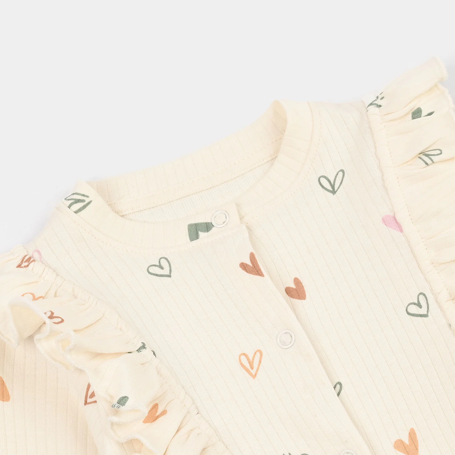 Infant Girls Rib Knitted Romper Little Hearts-White - Image 2