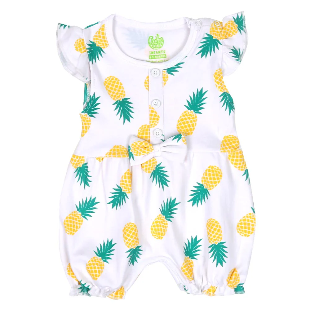 Infant Girls Knitted Romper Pineapple - White