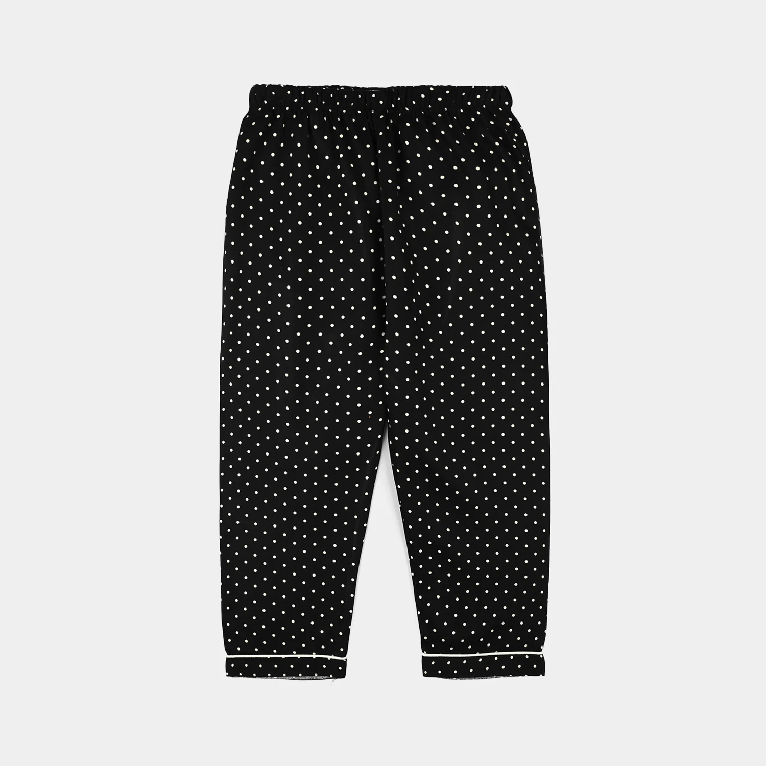 Infant Girls Linen Viscose Nightwear-Polka Dot-BLACK - Image 6