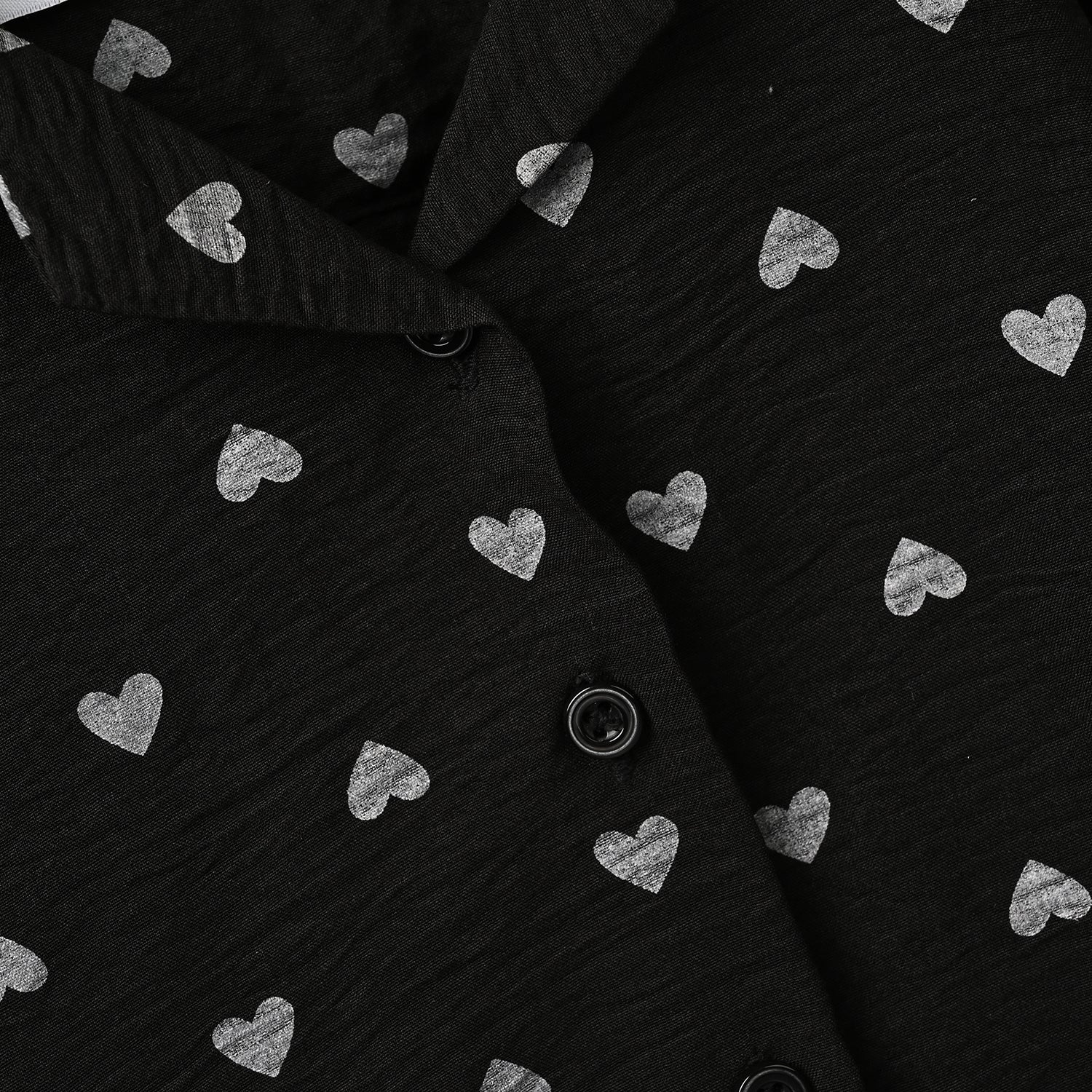 Infant Girls Linen Viscose Nightwear Heart-BLACK - Image 3