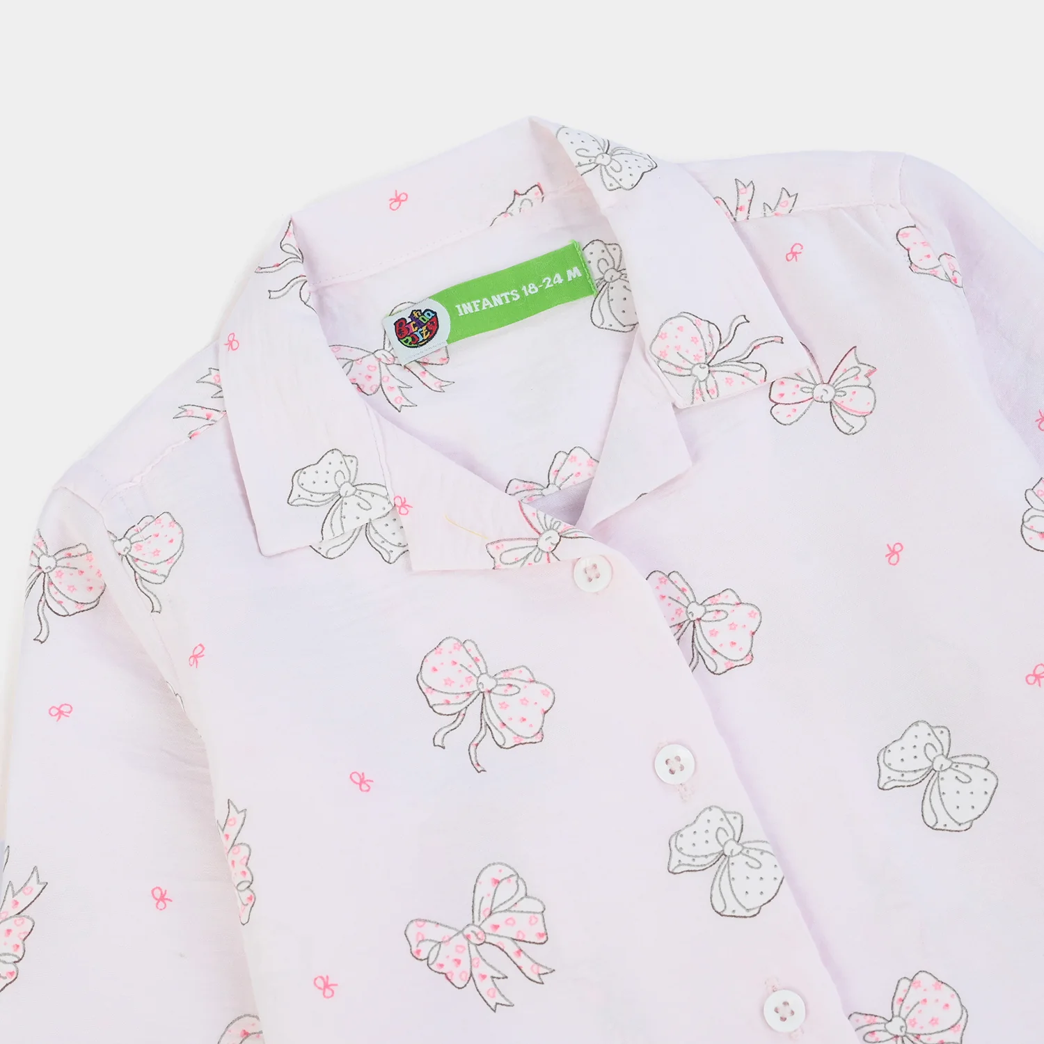 Infant Girls Linen Viscose Nightwear BOW - Image 3