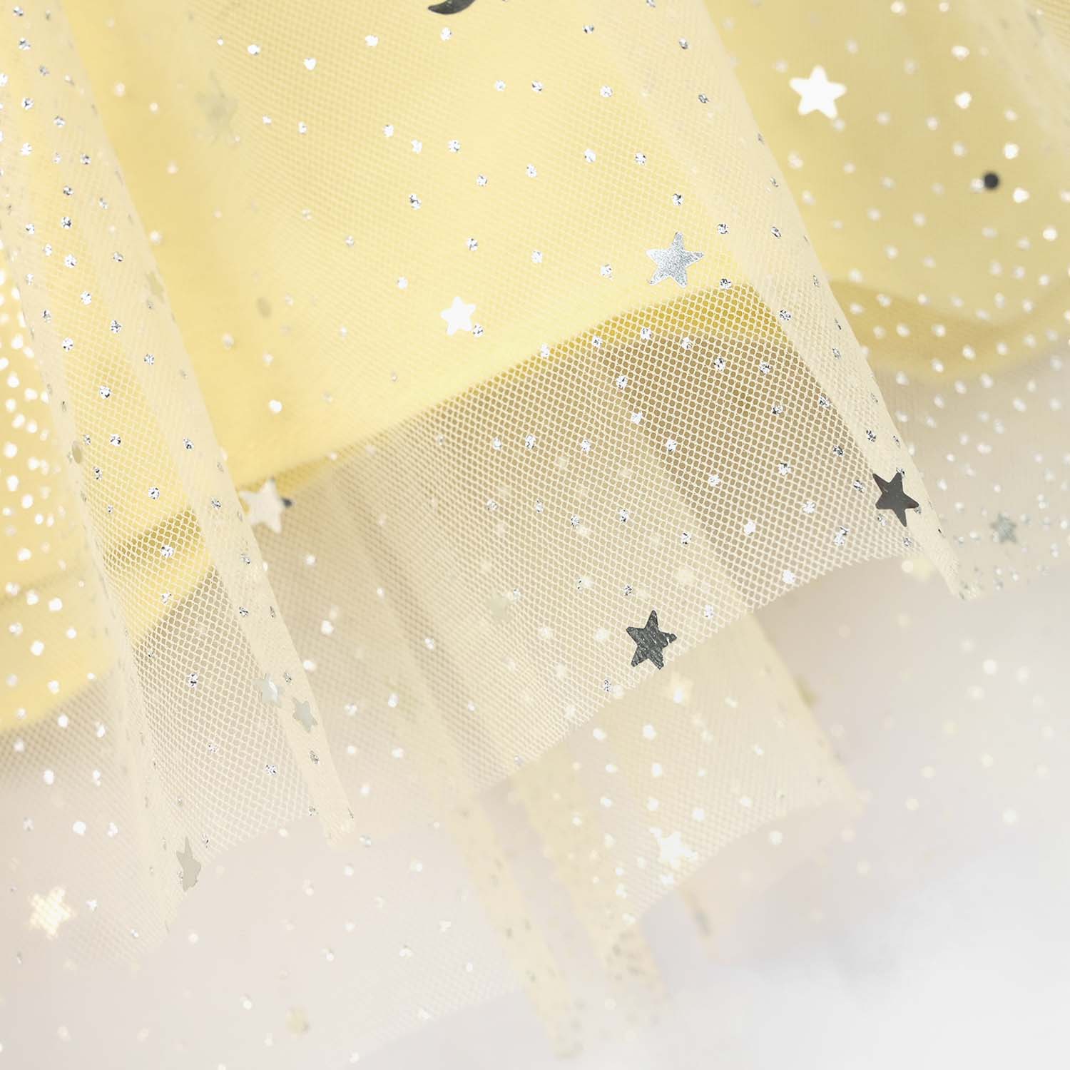Infant Girls Net Short Skirt Shinny Star - Light Yellow - Image 2