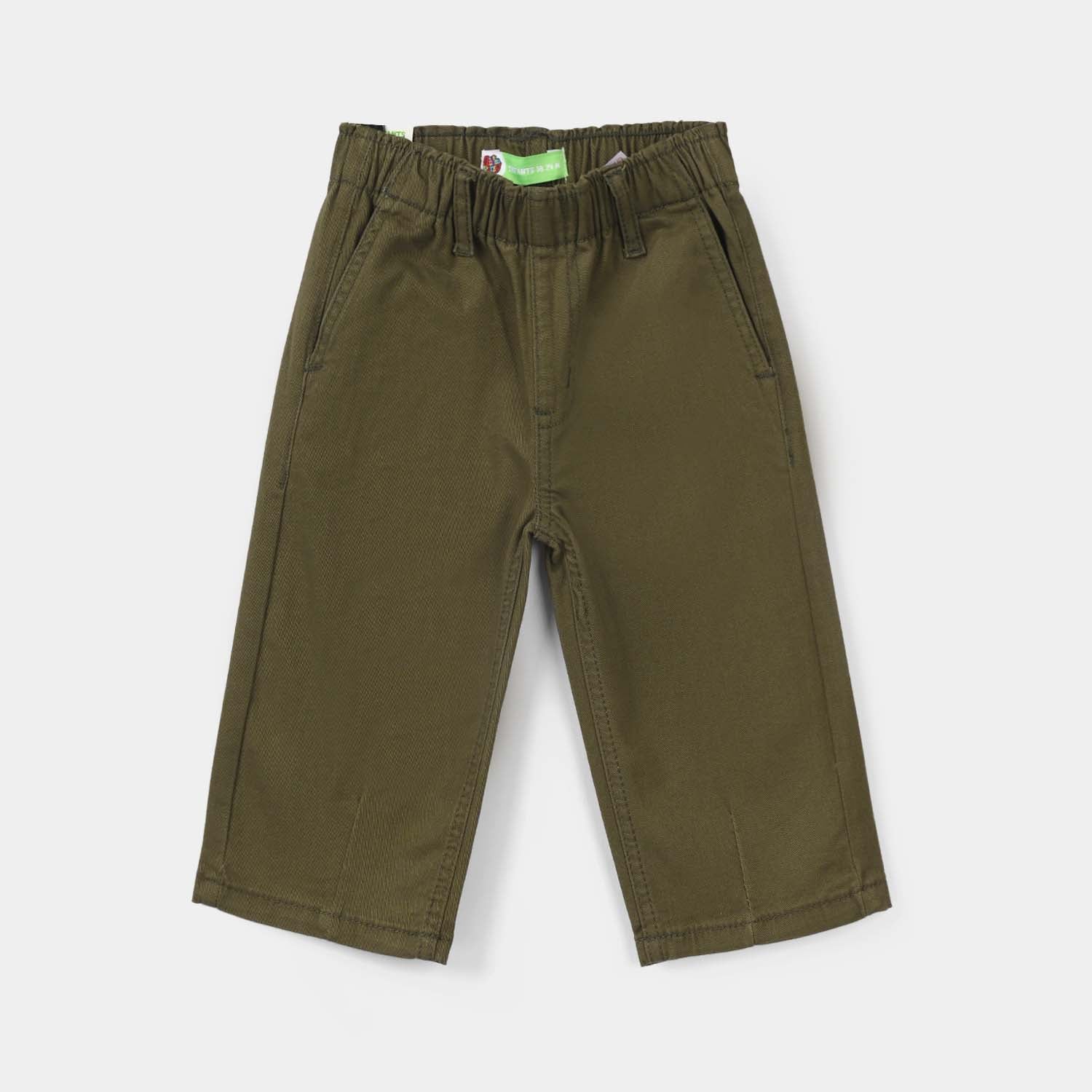 Infant Girls Cotton Twill Pants - Olive Green