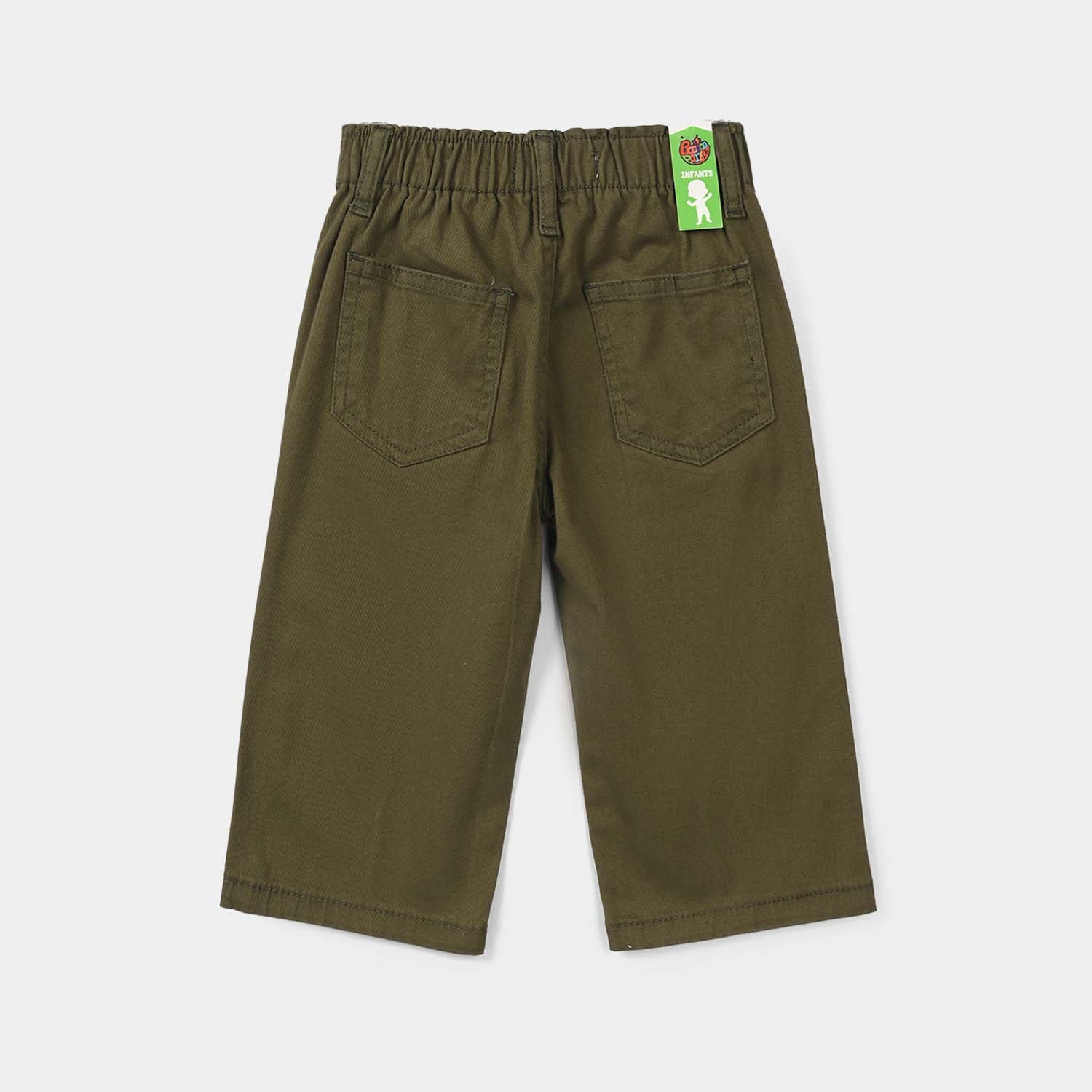 Infant Girls Cotton Twill Pants - Olive Green - Image 3