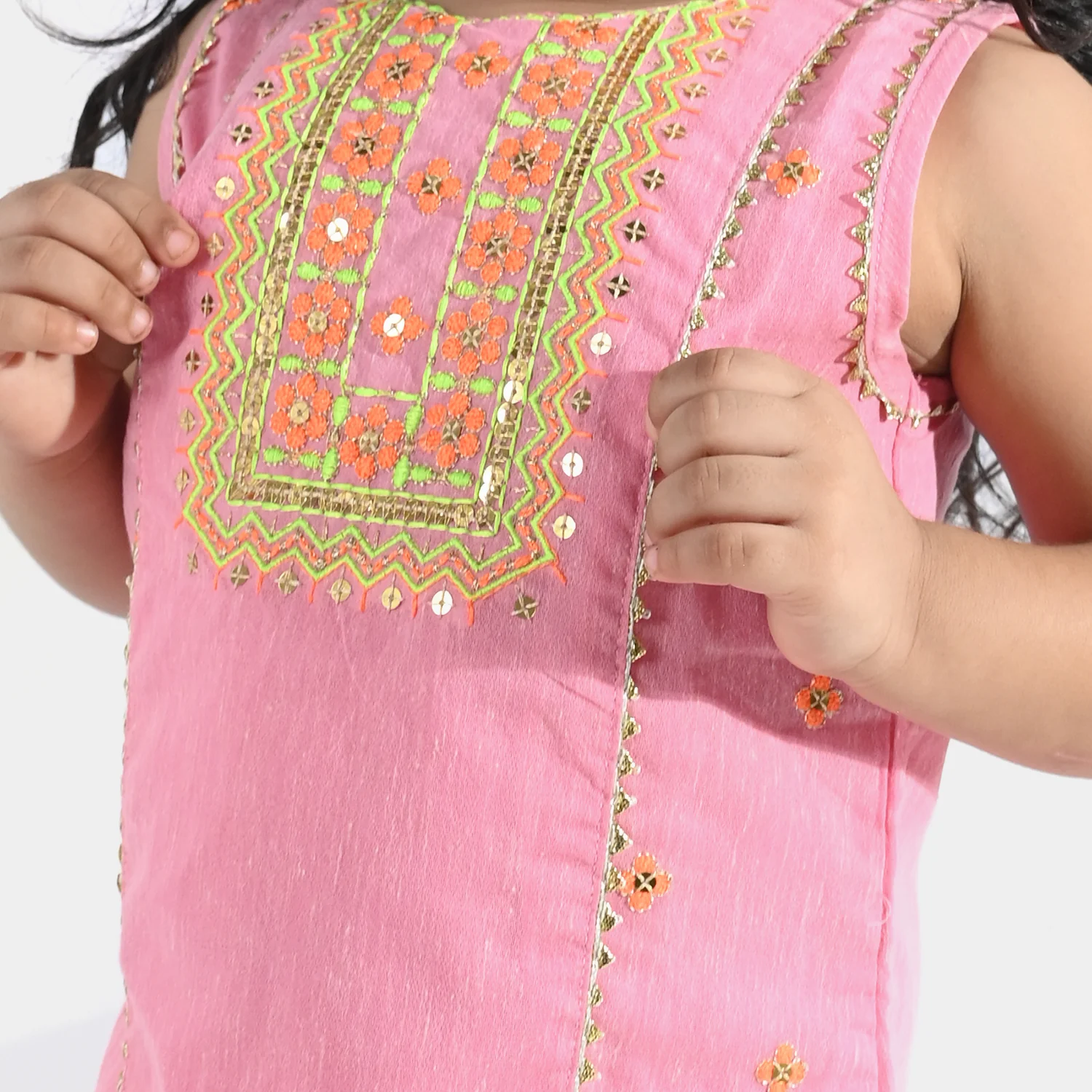 Infant Girls Poly Cotton 2Pcs Roshni-PINK - Image 2
