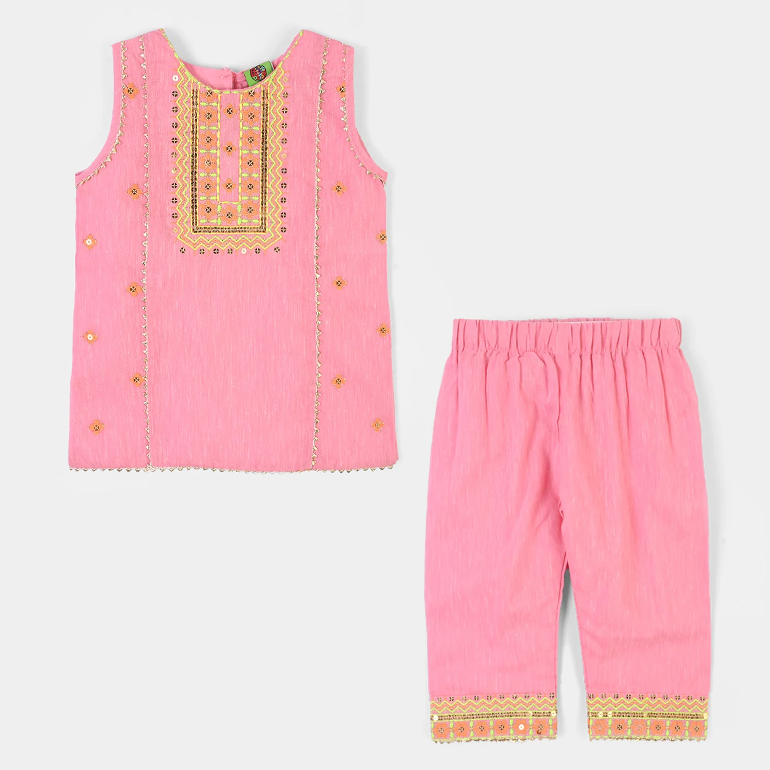 Infant Girls Poly Cotton 2Pcs Roshni-PINK - Image 5
