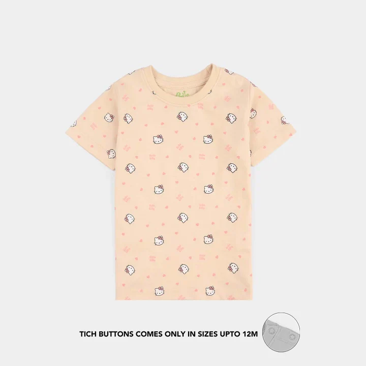 Infant Girls PC Jersey Night Suit (Character) - Sand - Image 2