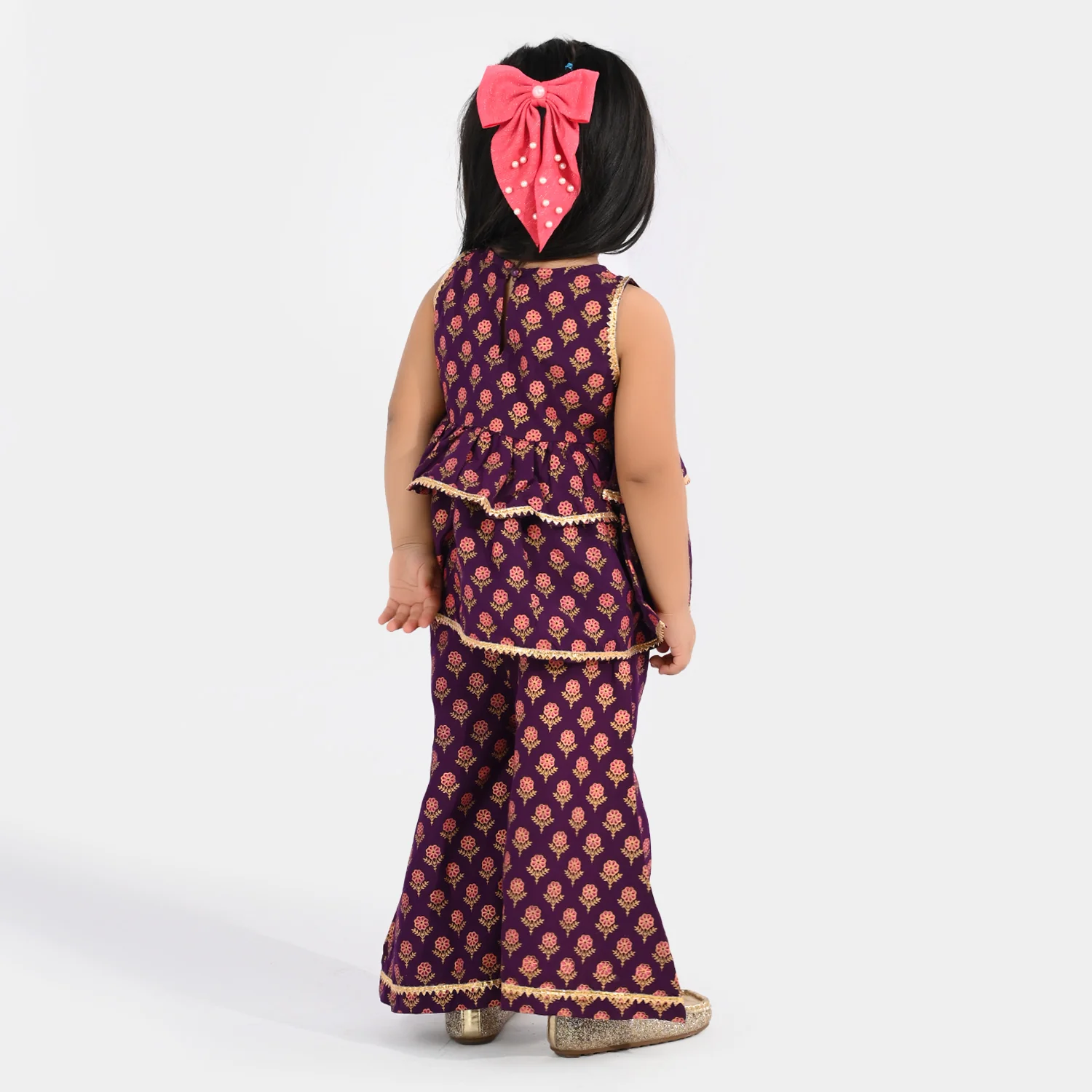 Infant Girls Poly Cambric 2Pcs Suit (Bebo) - Purple - Image 4