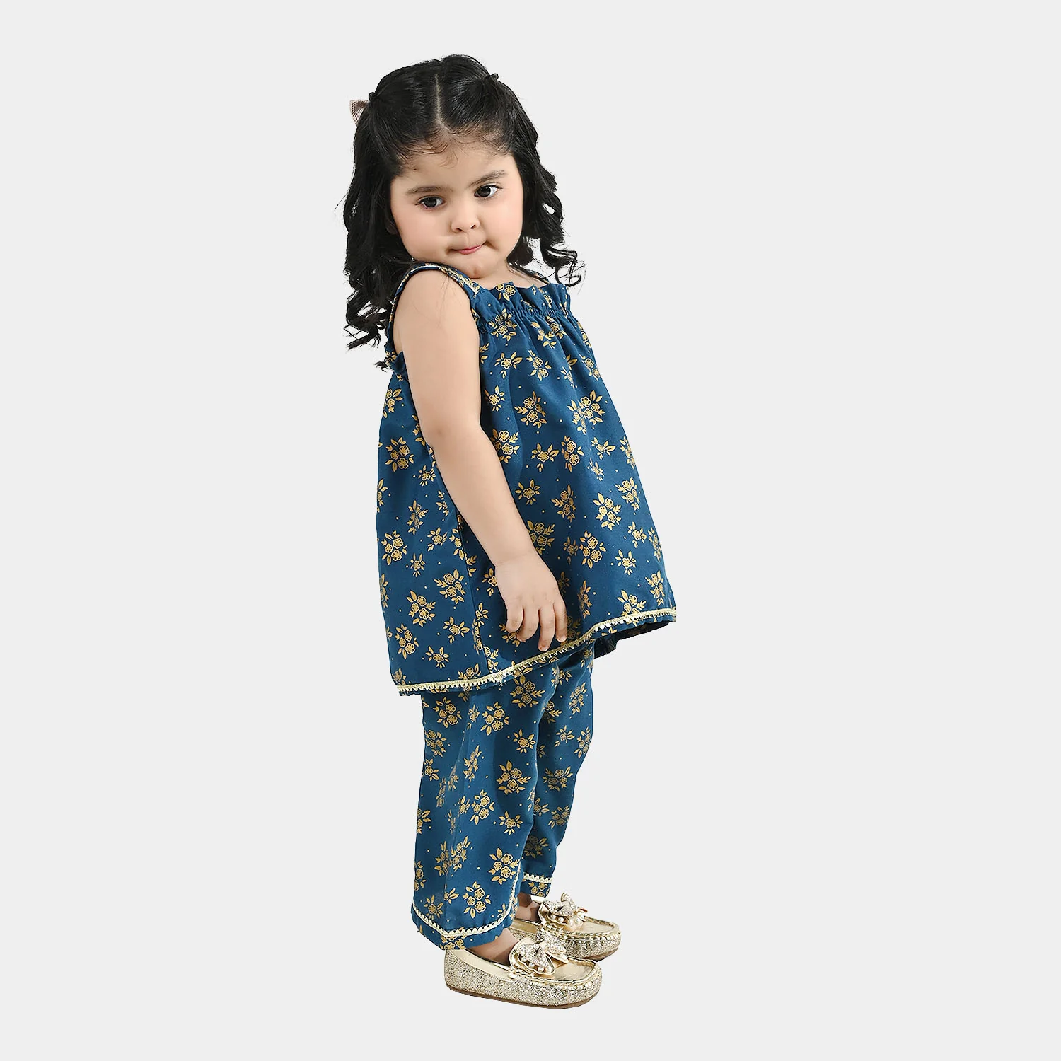 Infant Girls Poly Cambric 2Pcs - Teal - Image 3