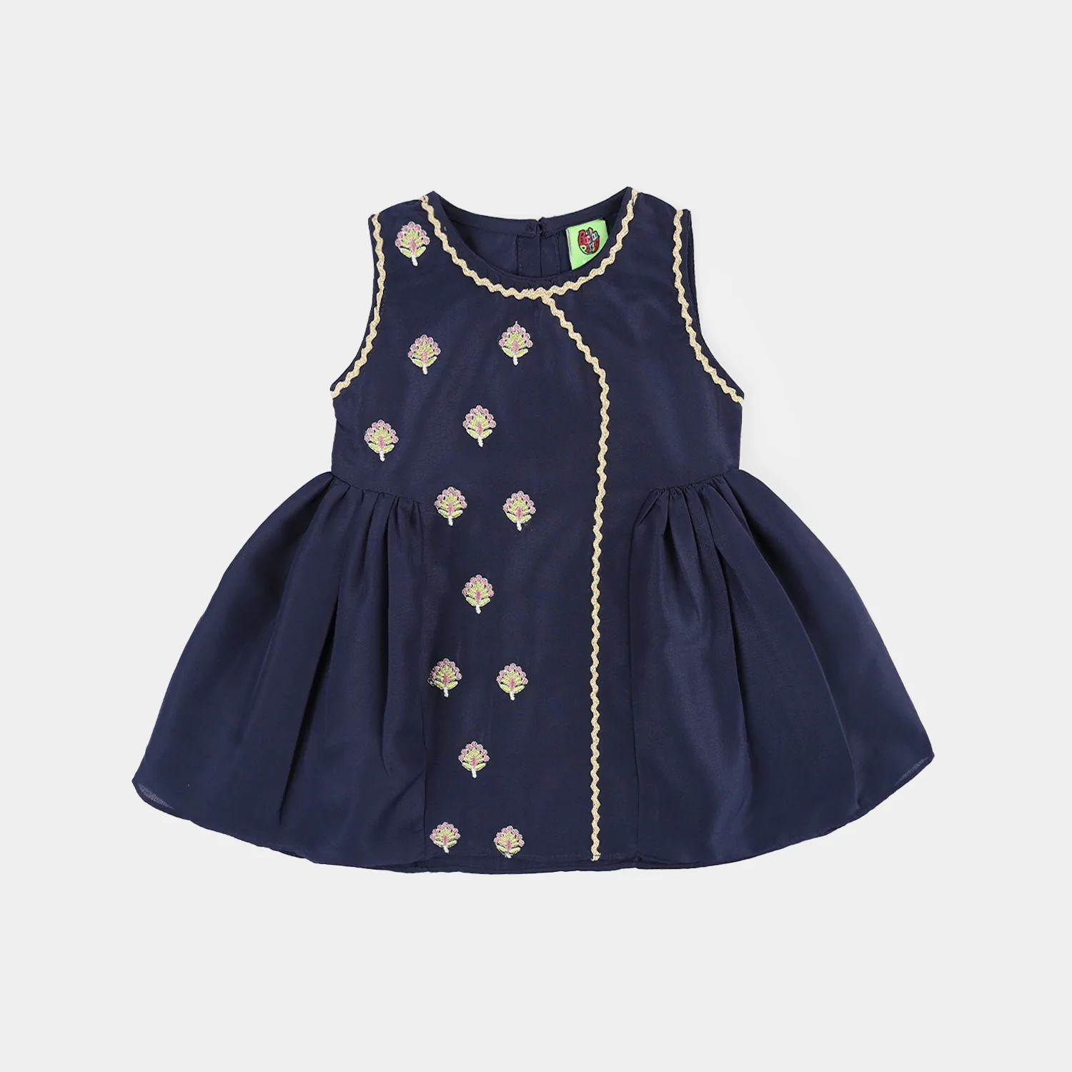 Infant Girls Embroidered Poly Cambric 2-Piece Suit (Chulbuli) - Navy - Image 4