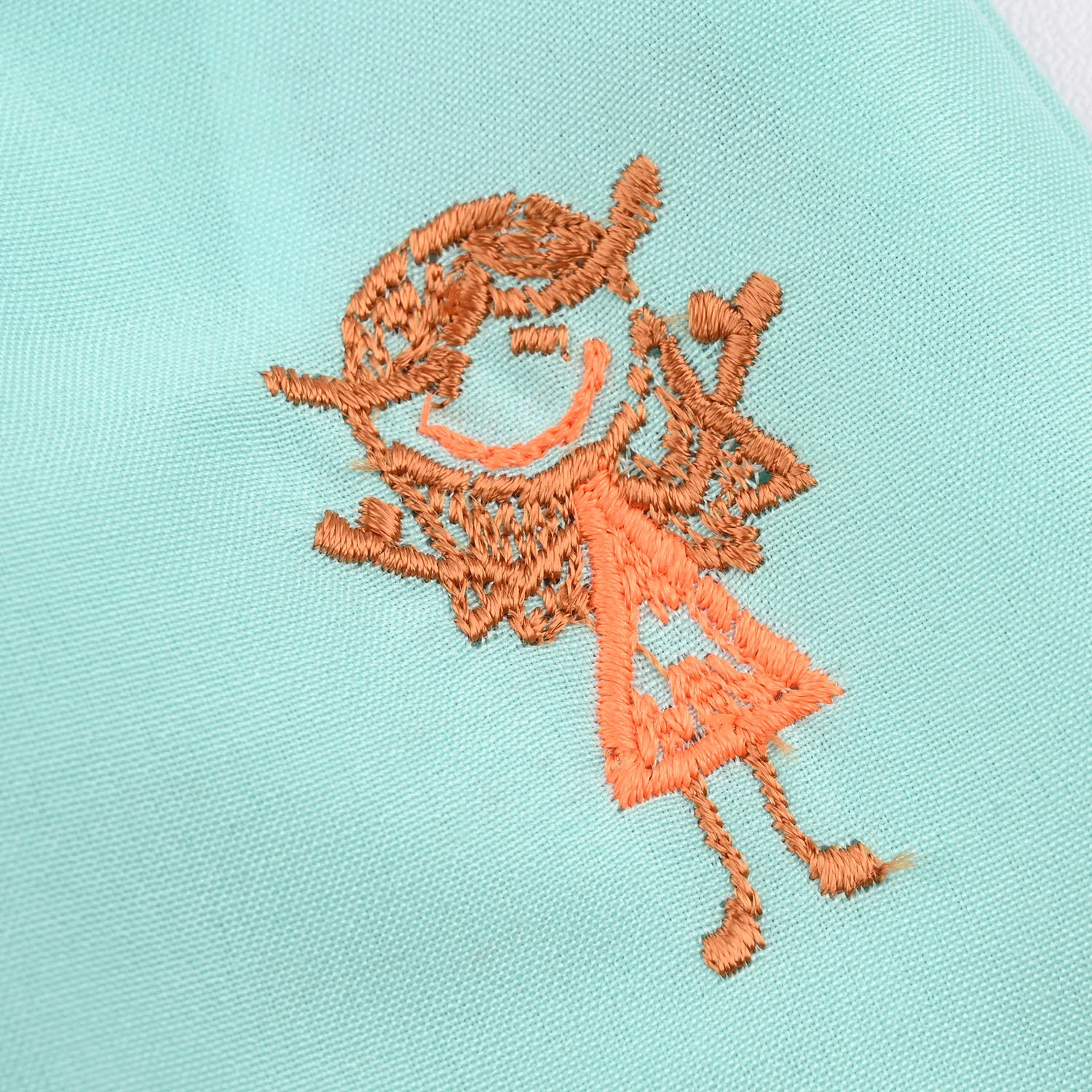 Infant Girls Poly Cambric Embroidered 2Pcs Suit (Pappu Doll) - Mint Green - Image 4