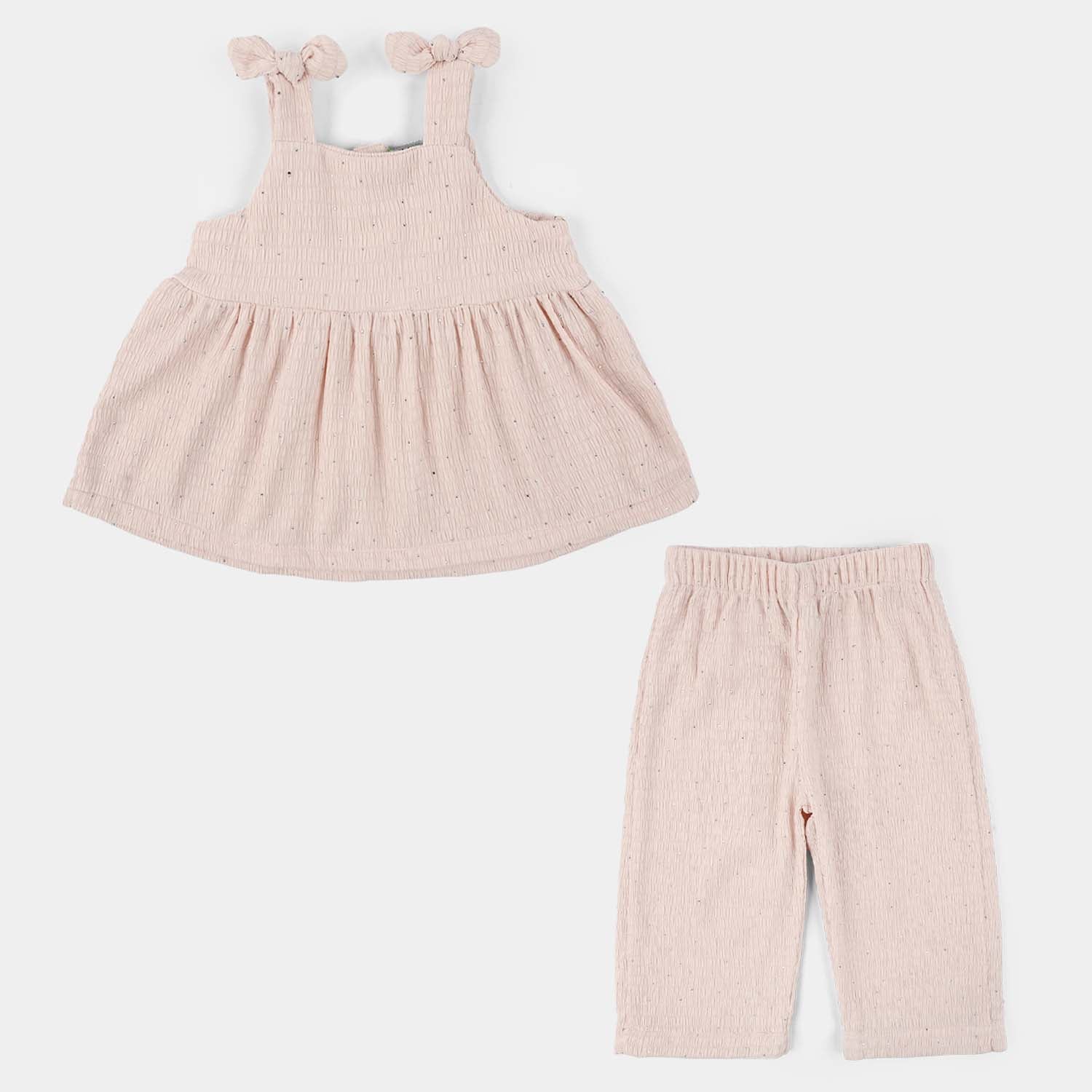 Infant Girls Poly Crinkle 2-Piece Suit (Shine Studs) - Pink - Image 5