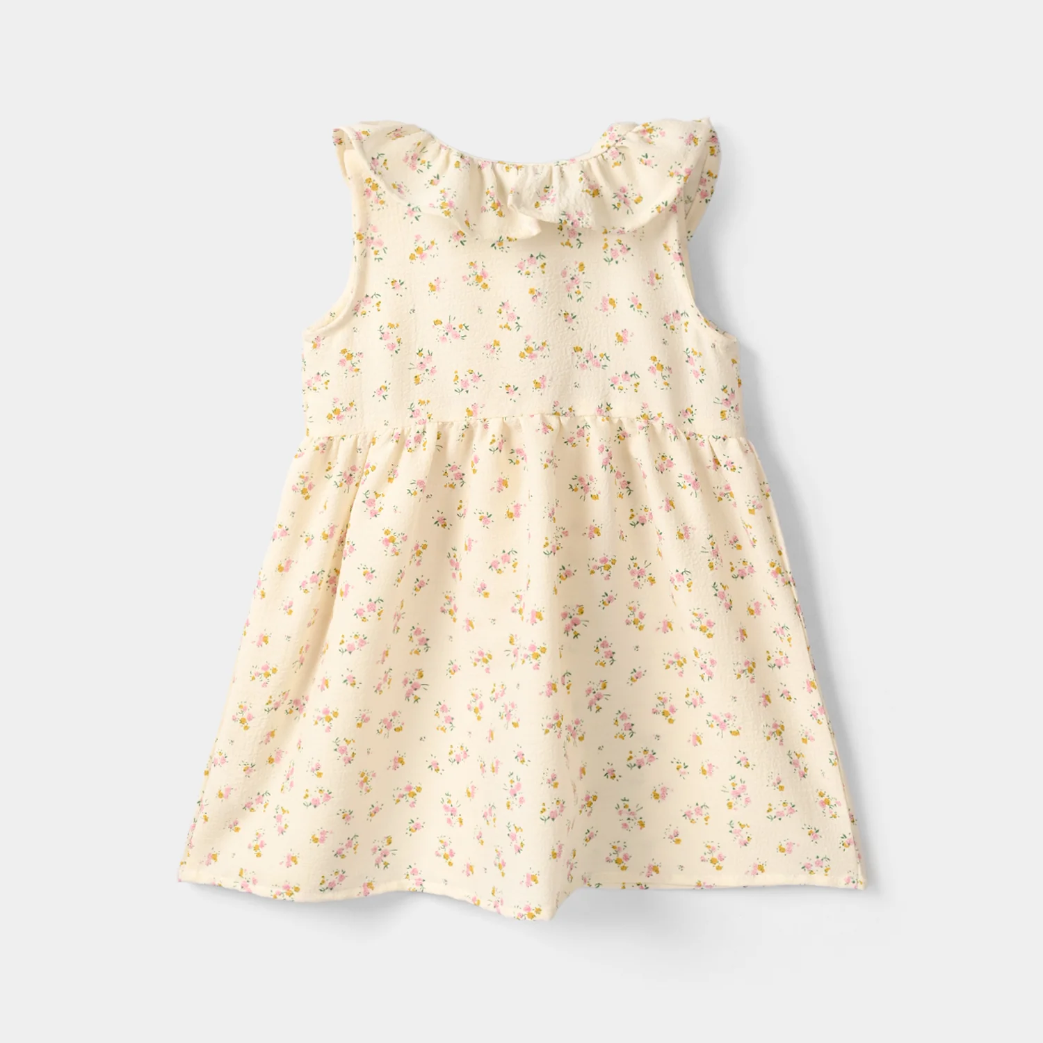 Infant Girls Poly Crinkle Casual Frock - Off White - Image 3