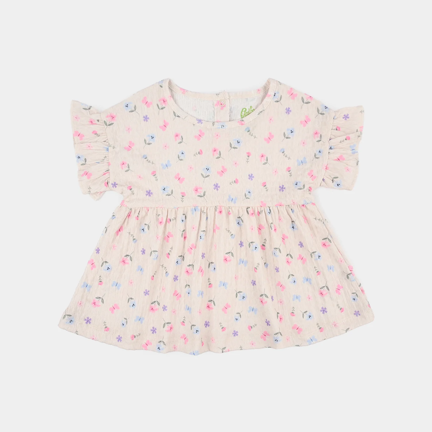 Infant Girls Poly Crinkle Frock Flower & Butterfly
