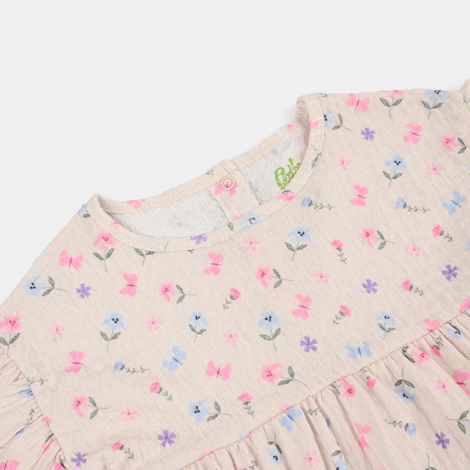 Infant Girls Poly Crinkle Frock Flower & Butterfly - Image 2
