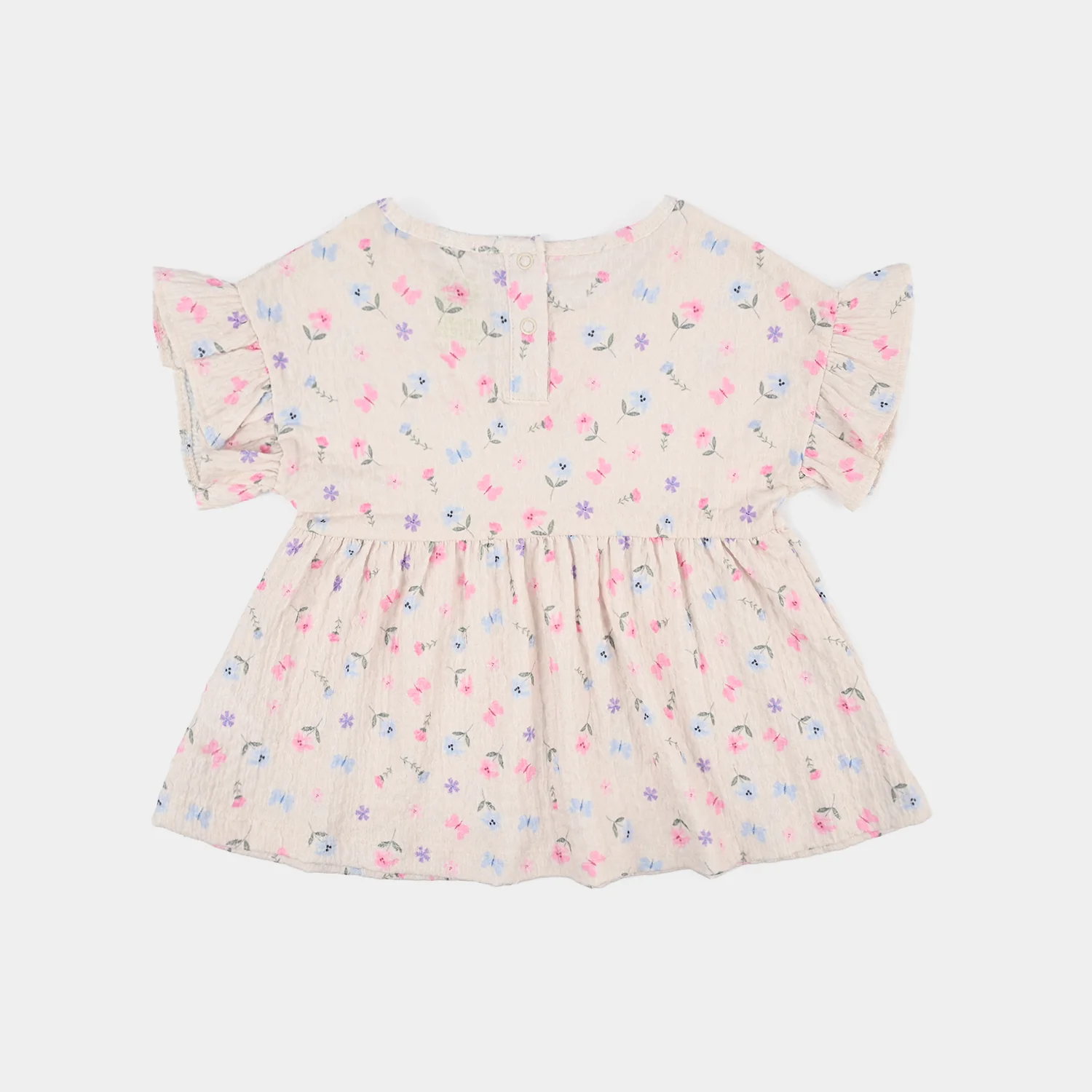 Infant Girls Poly Crinkle Frock Flower & Butterfly - Image 4