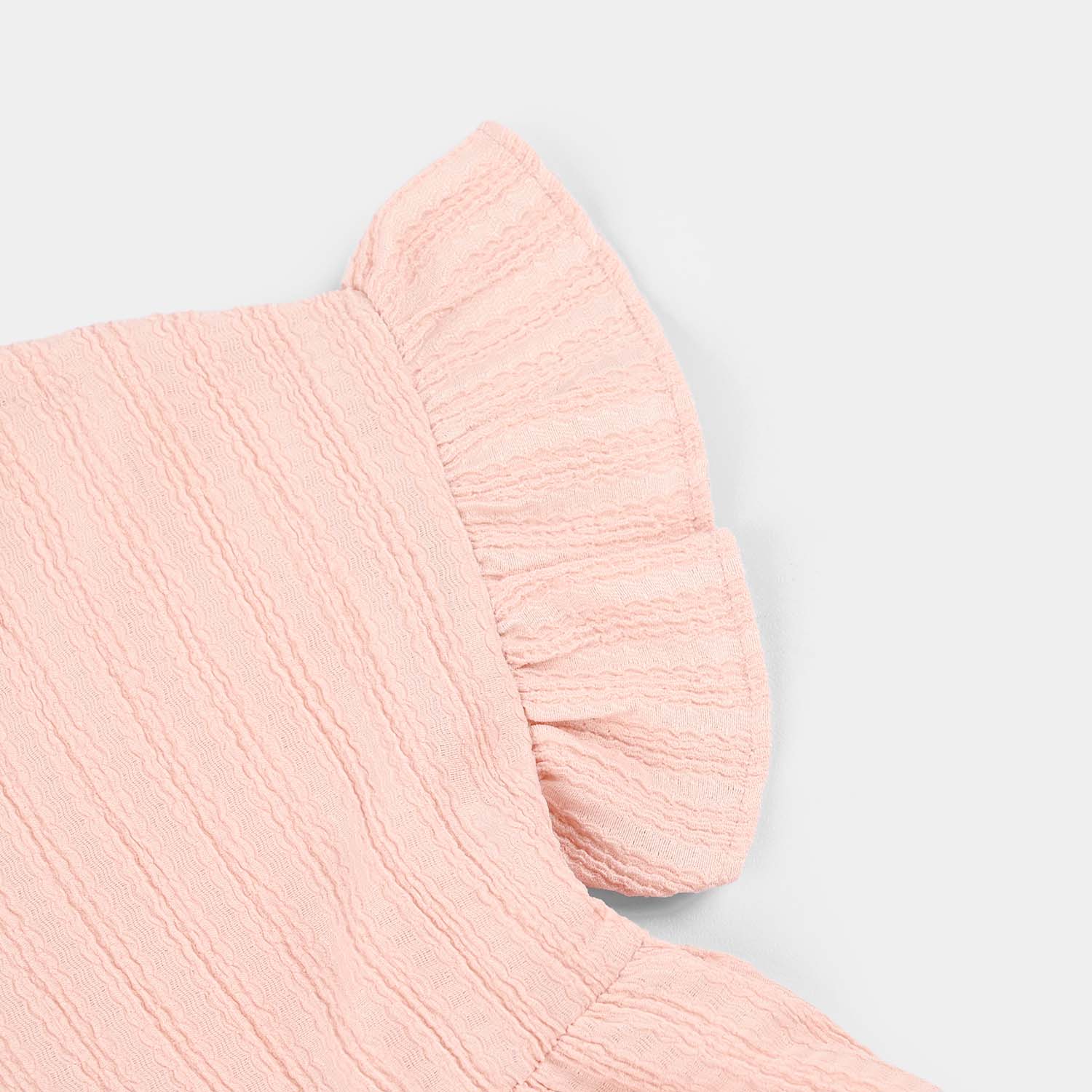 Infant Girls Poly Crinkle Knitted Frock (Strawberry) - Pink - Image 3