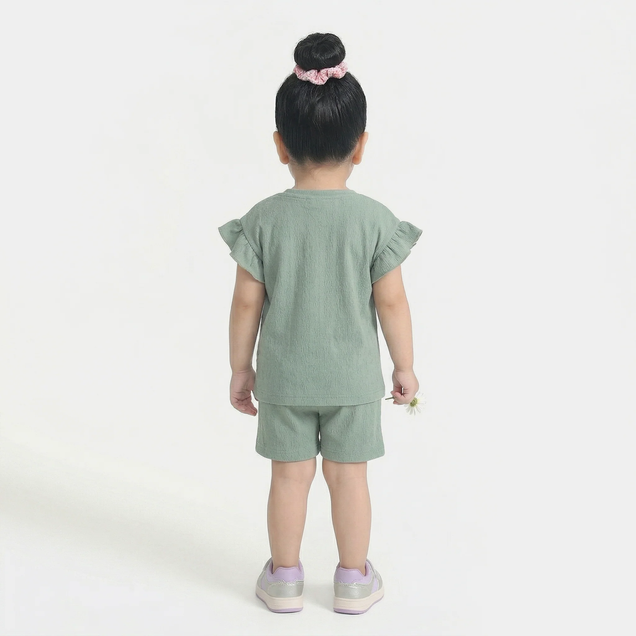 Infant Girls Poly Crinkle Knitted Suit (Be Happy) - Green - Image 4