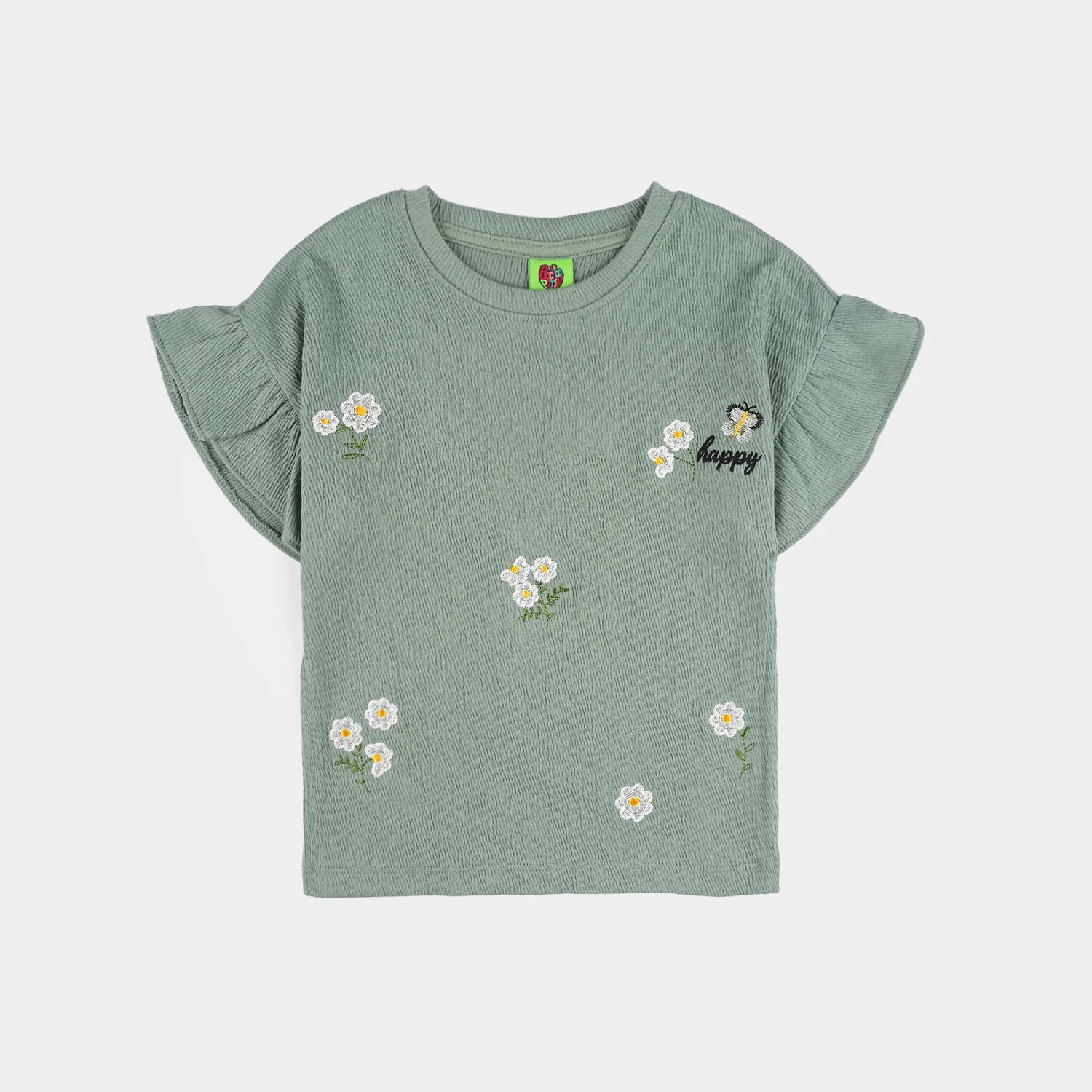 Infant Girls Poly Crinkle Knitted Suit (Be Happy) - Green - Image 7