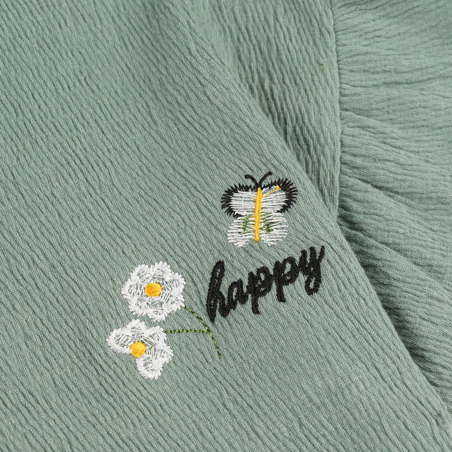 Infant Girls Poly Crinkle Knitted Suit (Be Happy) - Green - Image 9