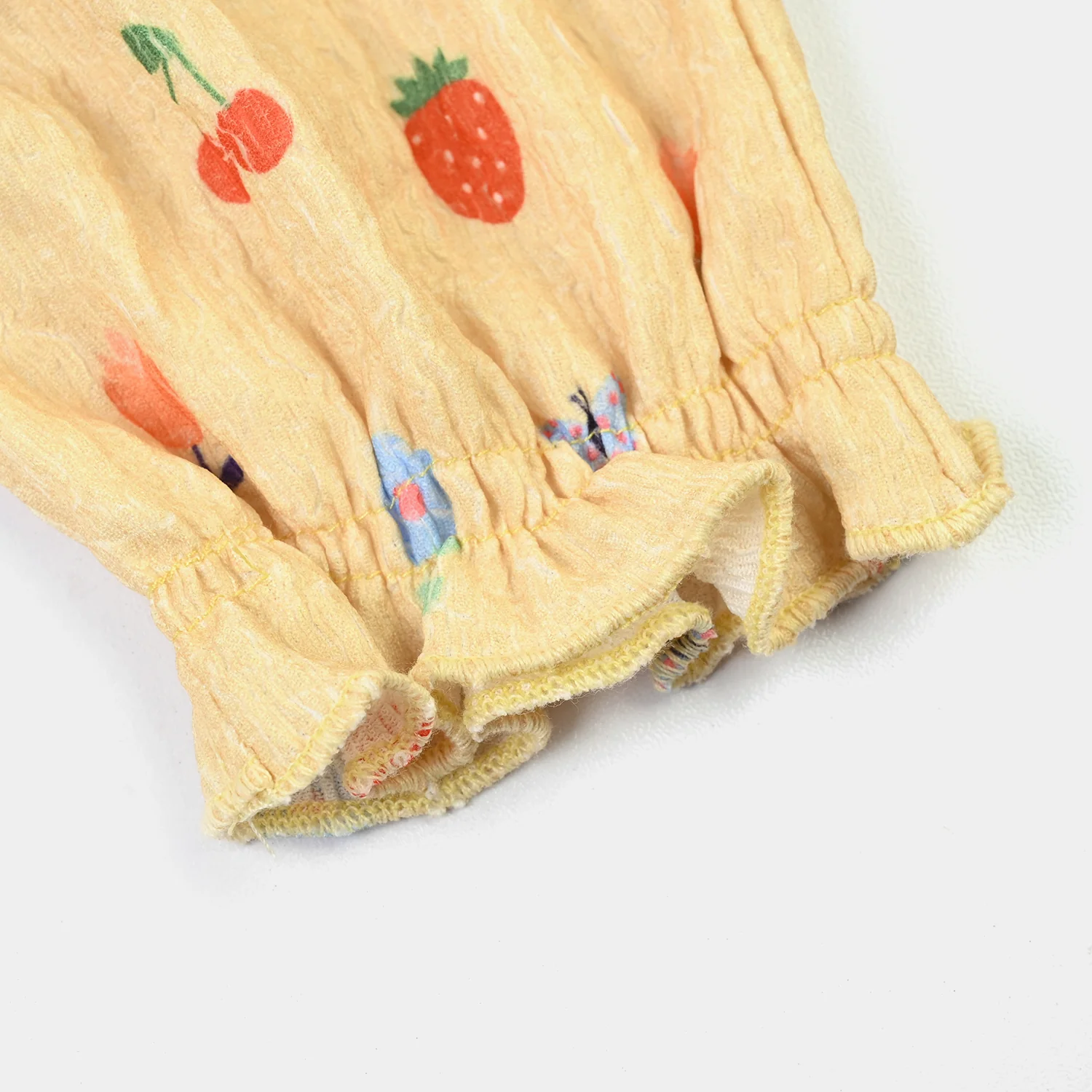 Infant Girls Poly Crinkle Romper FRUITS-Yellow - Image 3