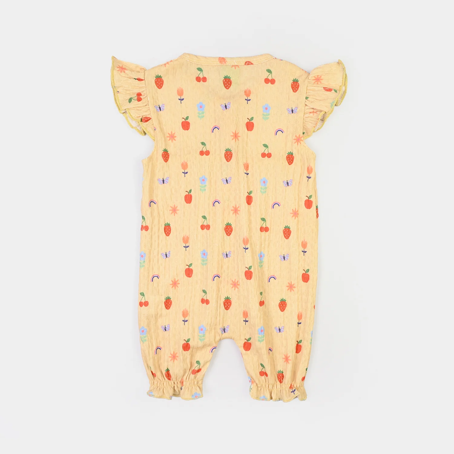 Infant Girls Poly Crinkle Romper FRUITS-Yellow - Image 4