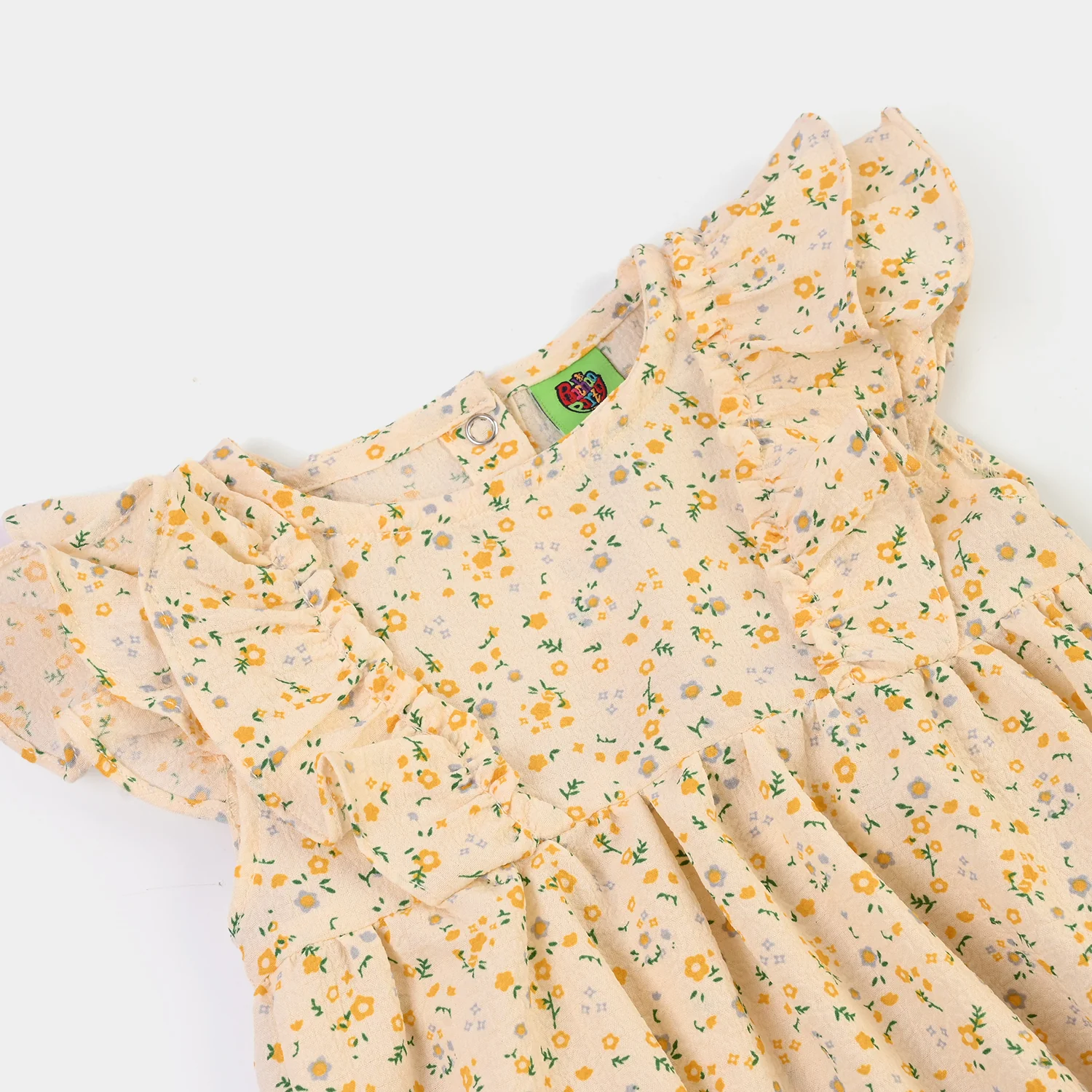 Infant Girls Poly Crinkle Woven Romper Floral - Cream - Image 2