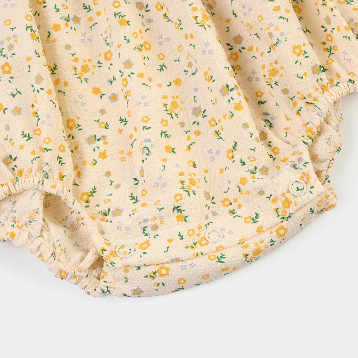 Infant Girls Poly Crinkle Woven Romper Floral - Cream - Image 3