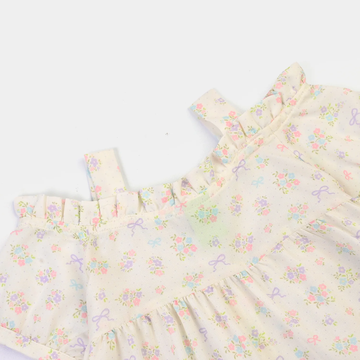 Infant Girls Poly Lawn Casual Top Bow-Multi - Image 2