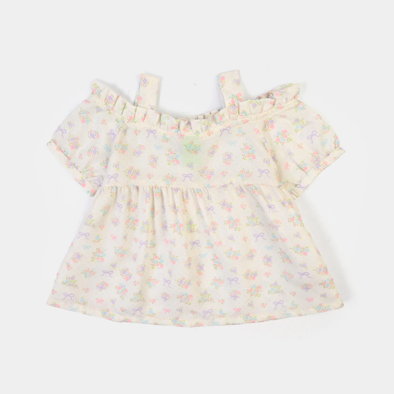 Infant Girls Poly Lawn Casual Top Bow-Multi - Image 3