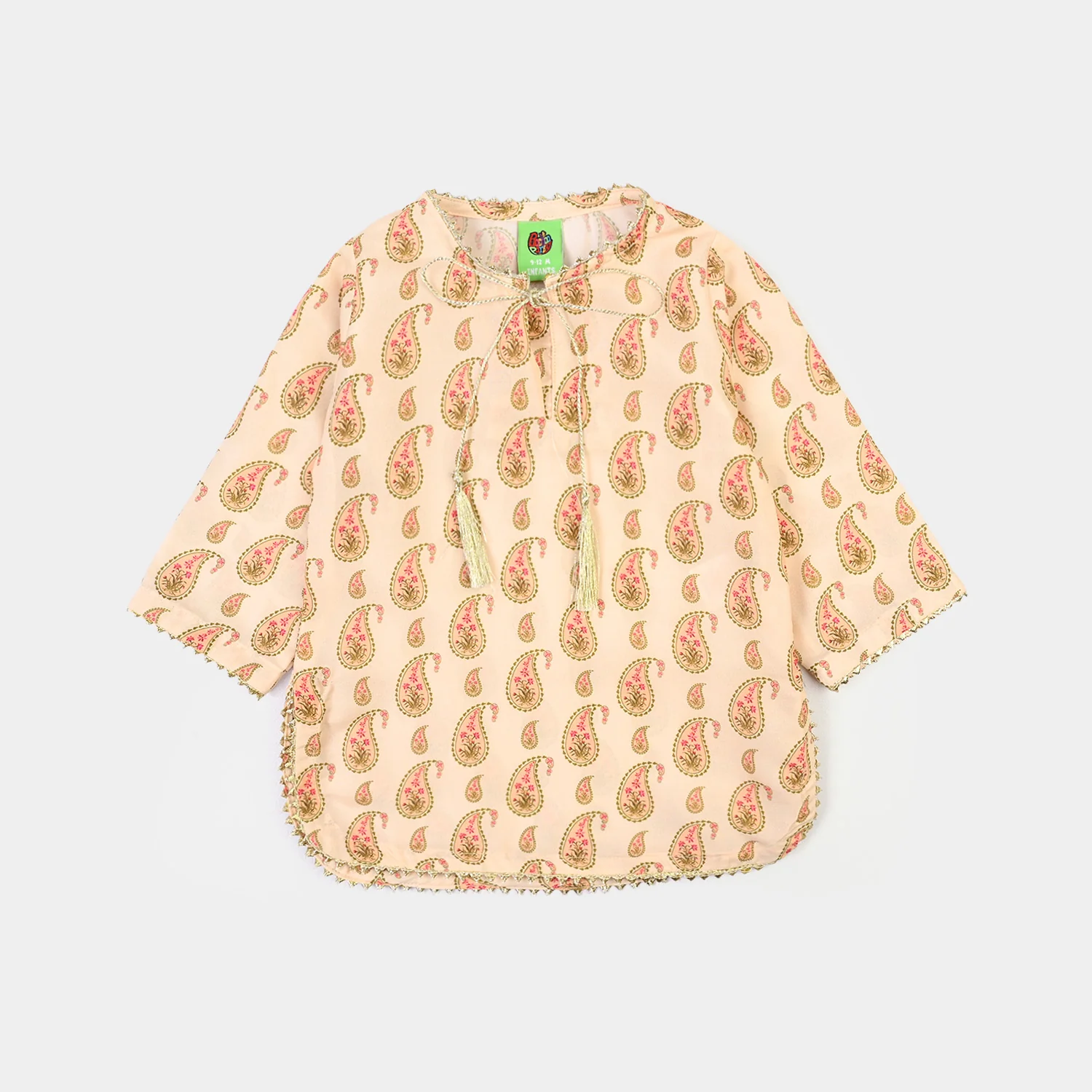 Infant Girls Poly Lawn Printed 2Pcs GulBahar-Peach - Image 2