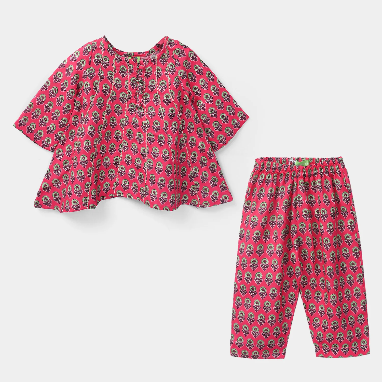 Infant Girls Poly Mesh Printed 2 Pcs - Berry