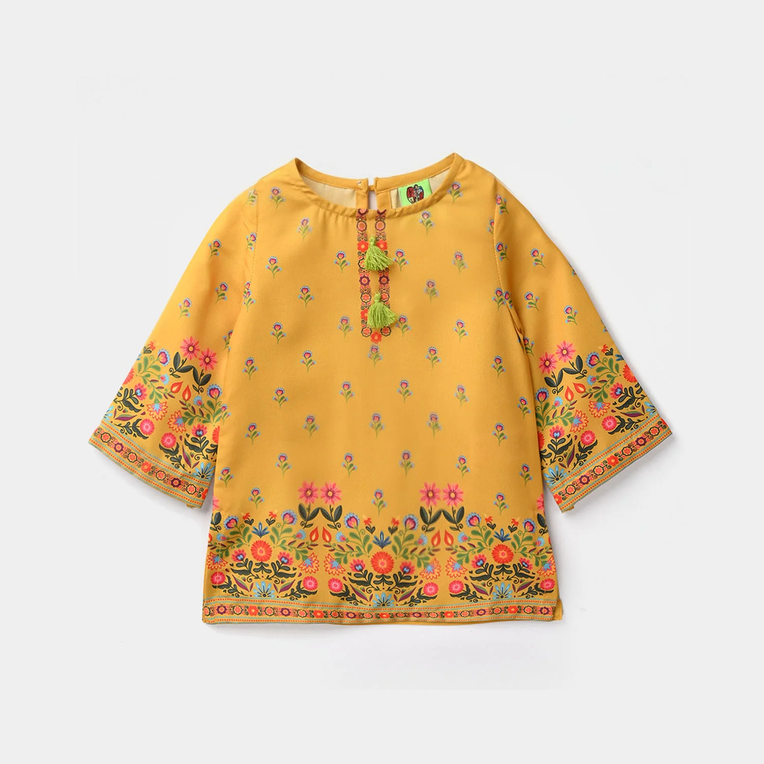 Infant Girls Poly Mesh Printed 2 Pcs Sunny-Mustard - Image 4