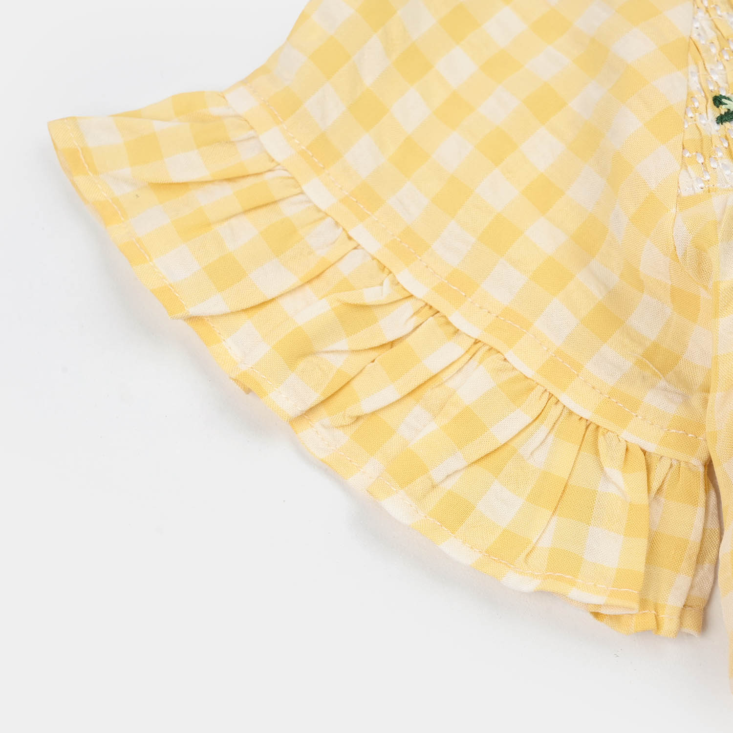 Infant Girls Poly Viscose Emb Frock Popcorn-Yellow - Image 3