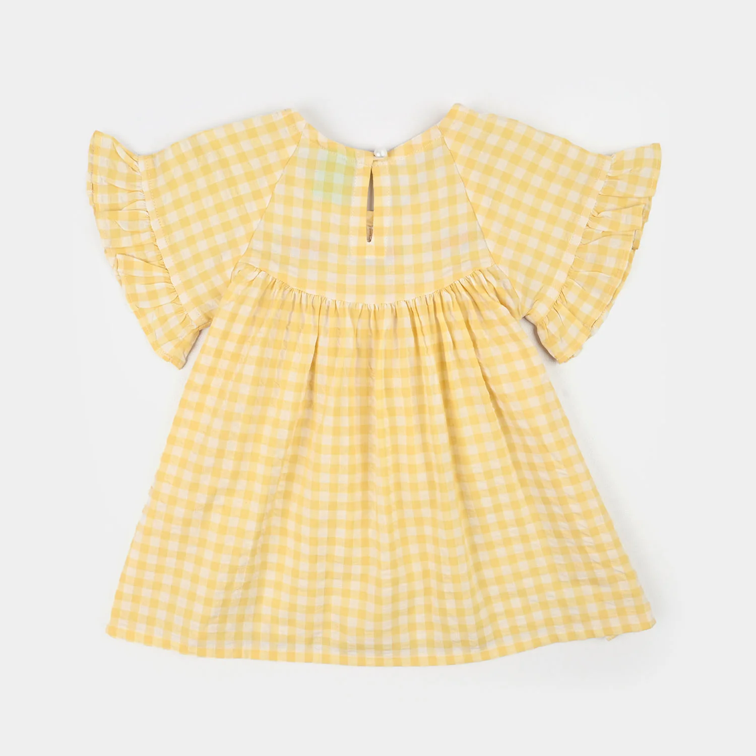 Infant Girls Poly Viscose Emb Frock Popcorn-Yellow - Image 4