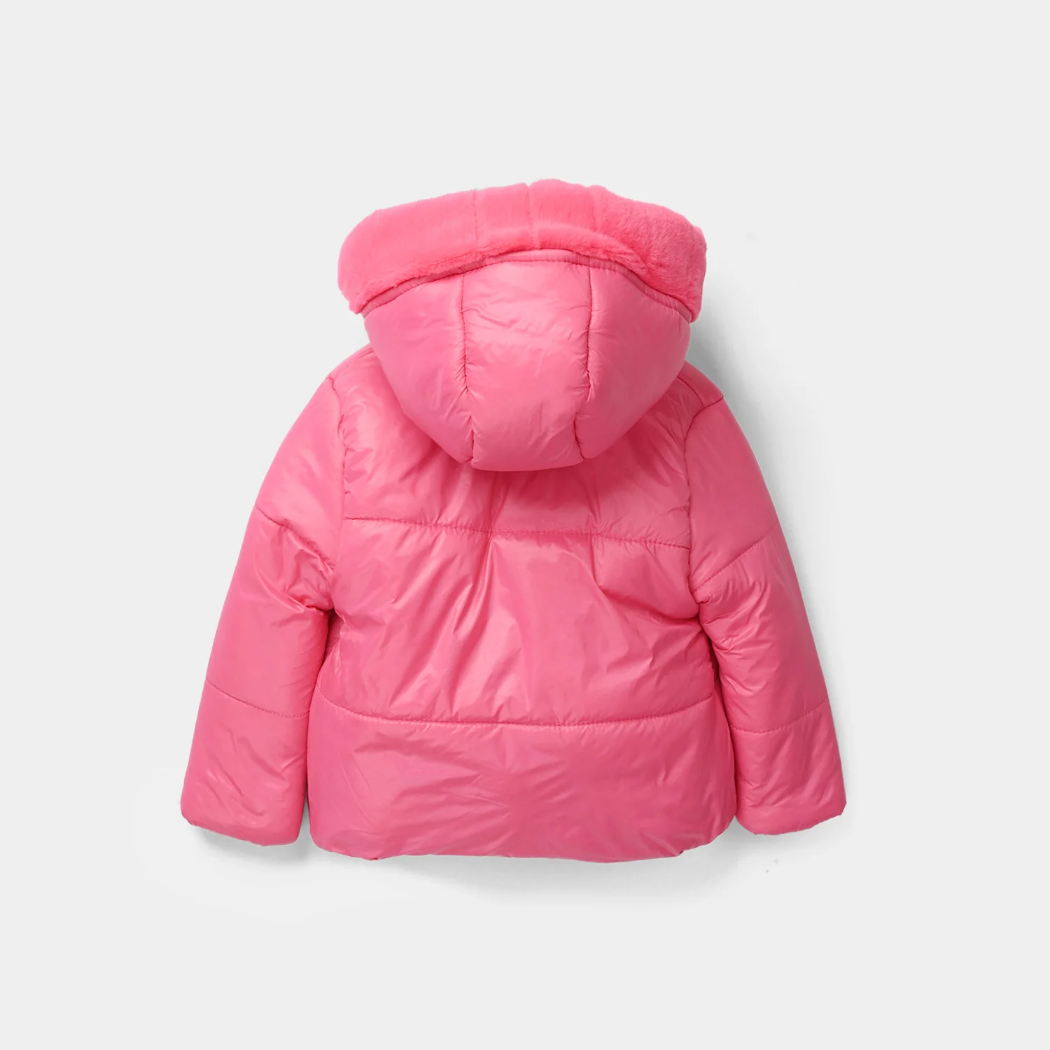 Infant Girls Quilted Hooded Jacket Retro Happy-PINK - Image 4