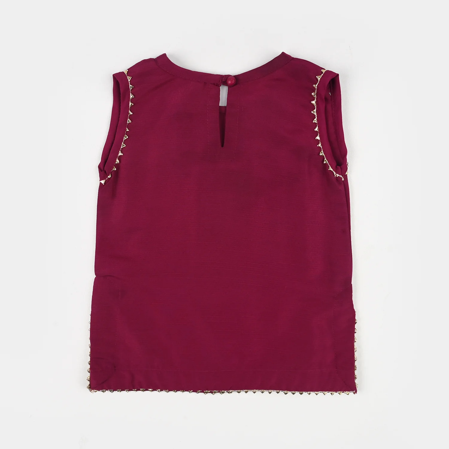 Infant Girls Raw Silk 2Pcs Chanda - Burgundy - Image 7
