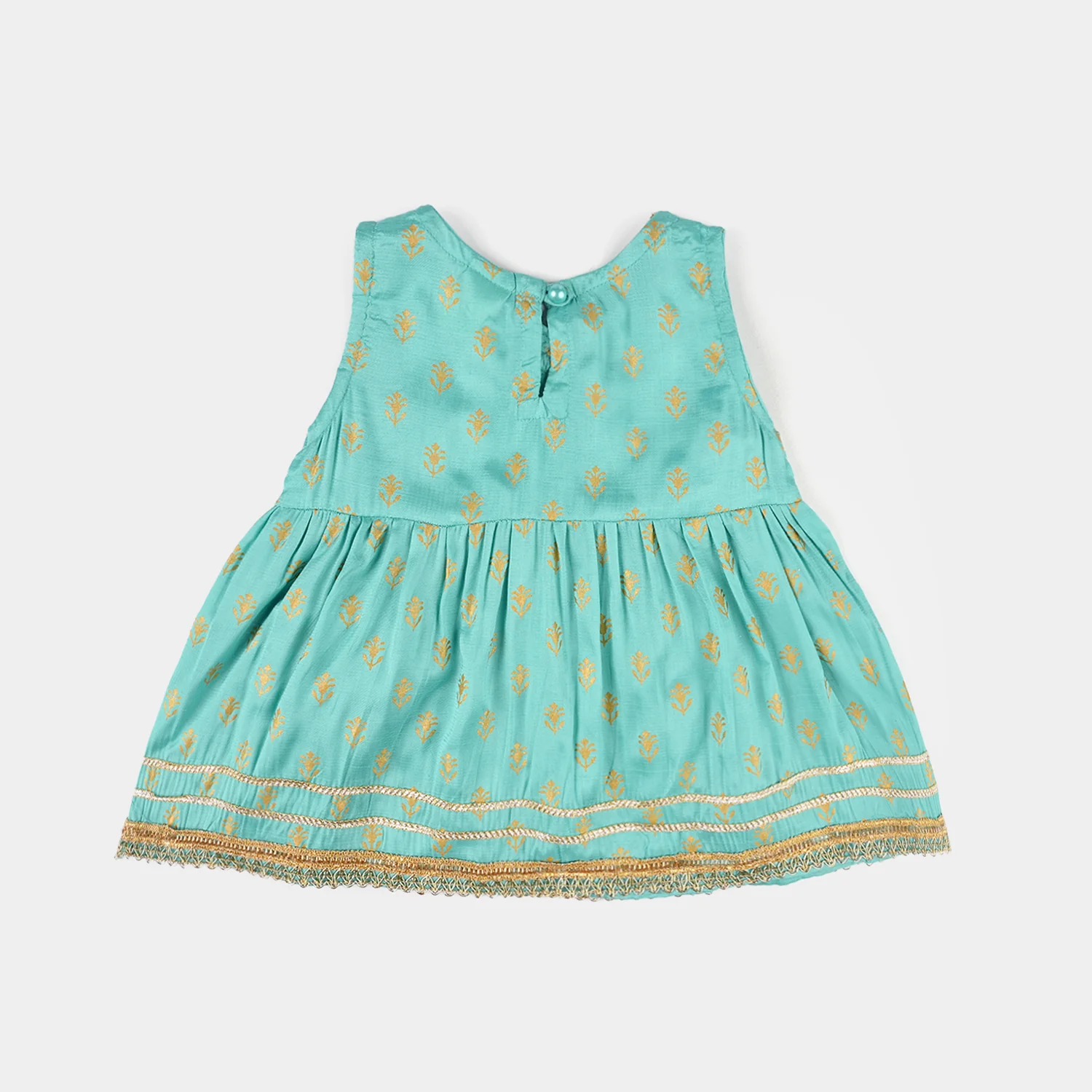 Infant Girls Raw Silk 2Pcs (Anarkha Style) - Gul Mirah/Turquoise - Image 9
