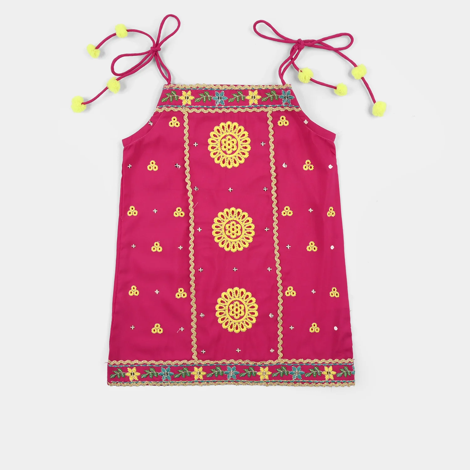 Infant Girls Raw Silk 2-Piece Set (Mah-E-Rang) - Shocking Pink - Image 6
