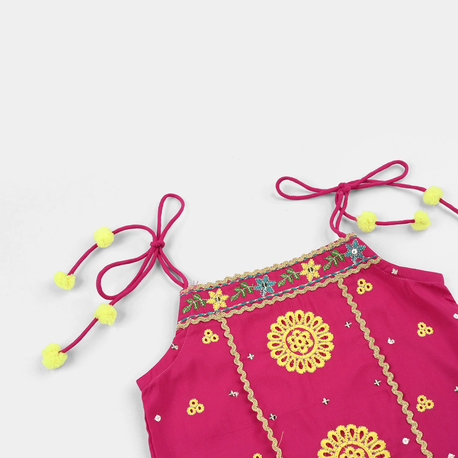Infant Girls Raw Silk 2-Piece Set (Mah-E-Rang) - Shocking Pink - Image 7
