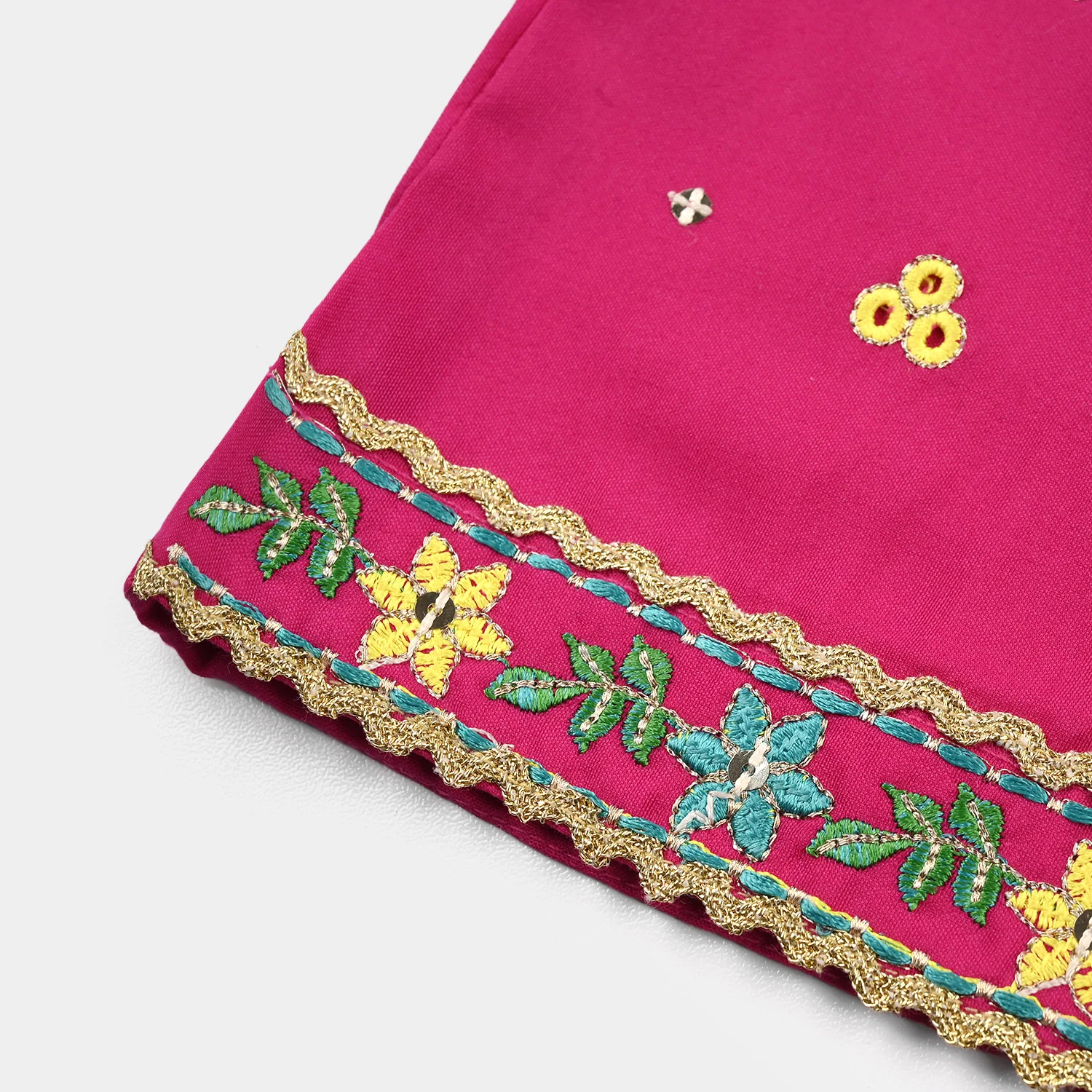 Infant Girls Raw Silk 2-Piece Set (Mah-E-Rang) - Shocking Pink - Image 8