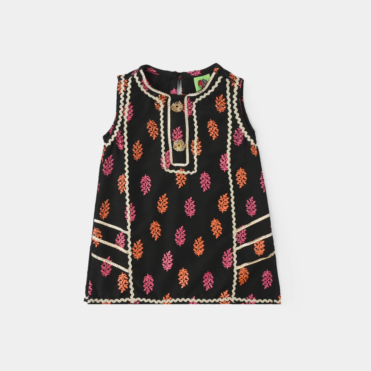 Infant Girls Raw Silk 2Pcs - Black - Image 2