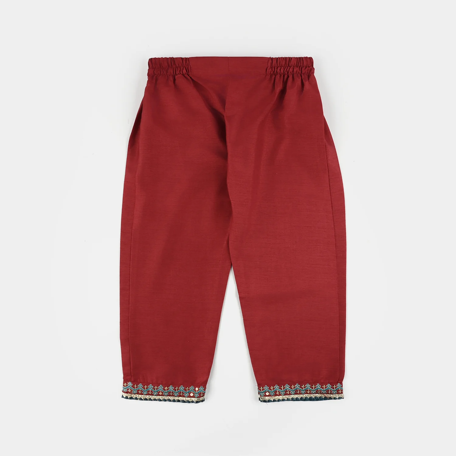 Infant Girls Raw Silk 3 Piece Suit (Naqsh) - Red - Image 10