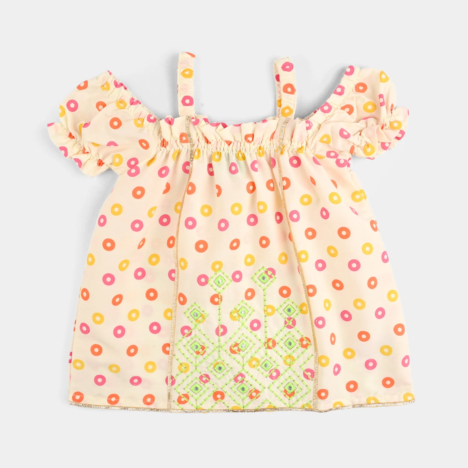 Infant Girls Raw Silk 2Pcs - Cream - Image 2