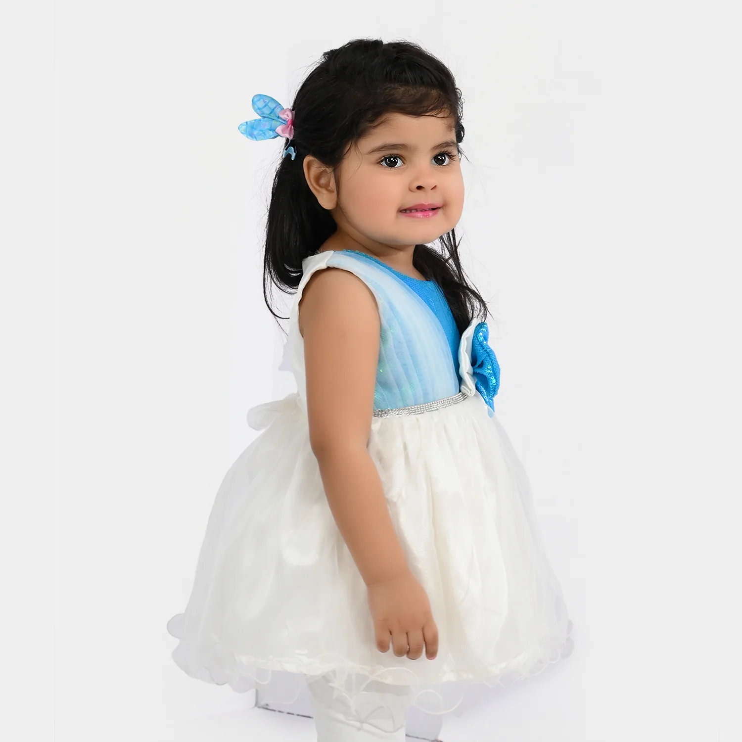Infant Girls Sequence Fancy Frock - Blue - Image 3
