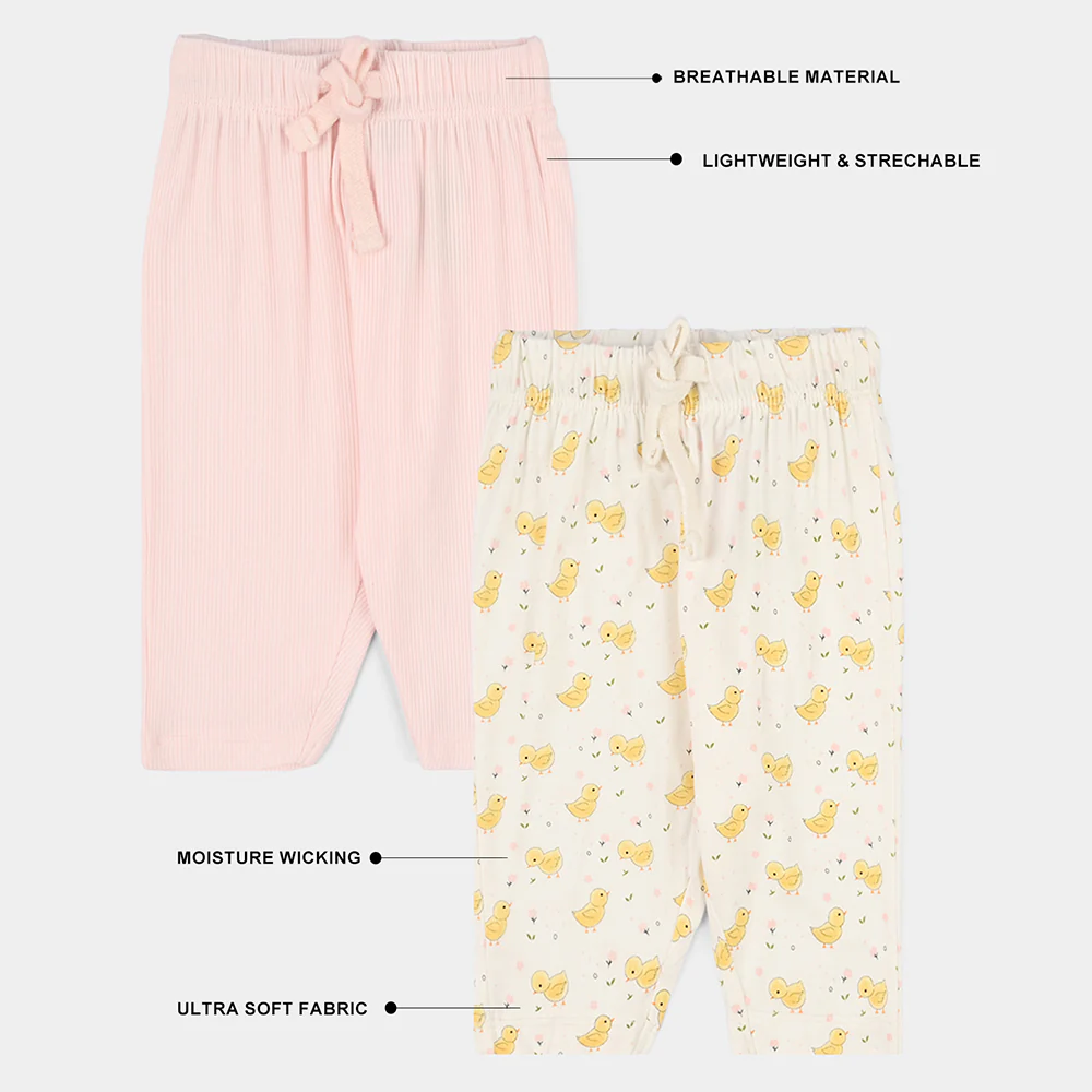 Infant Girls Bamboo Viscose Trouser Set Pack of 2 - Multi - Image 3